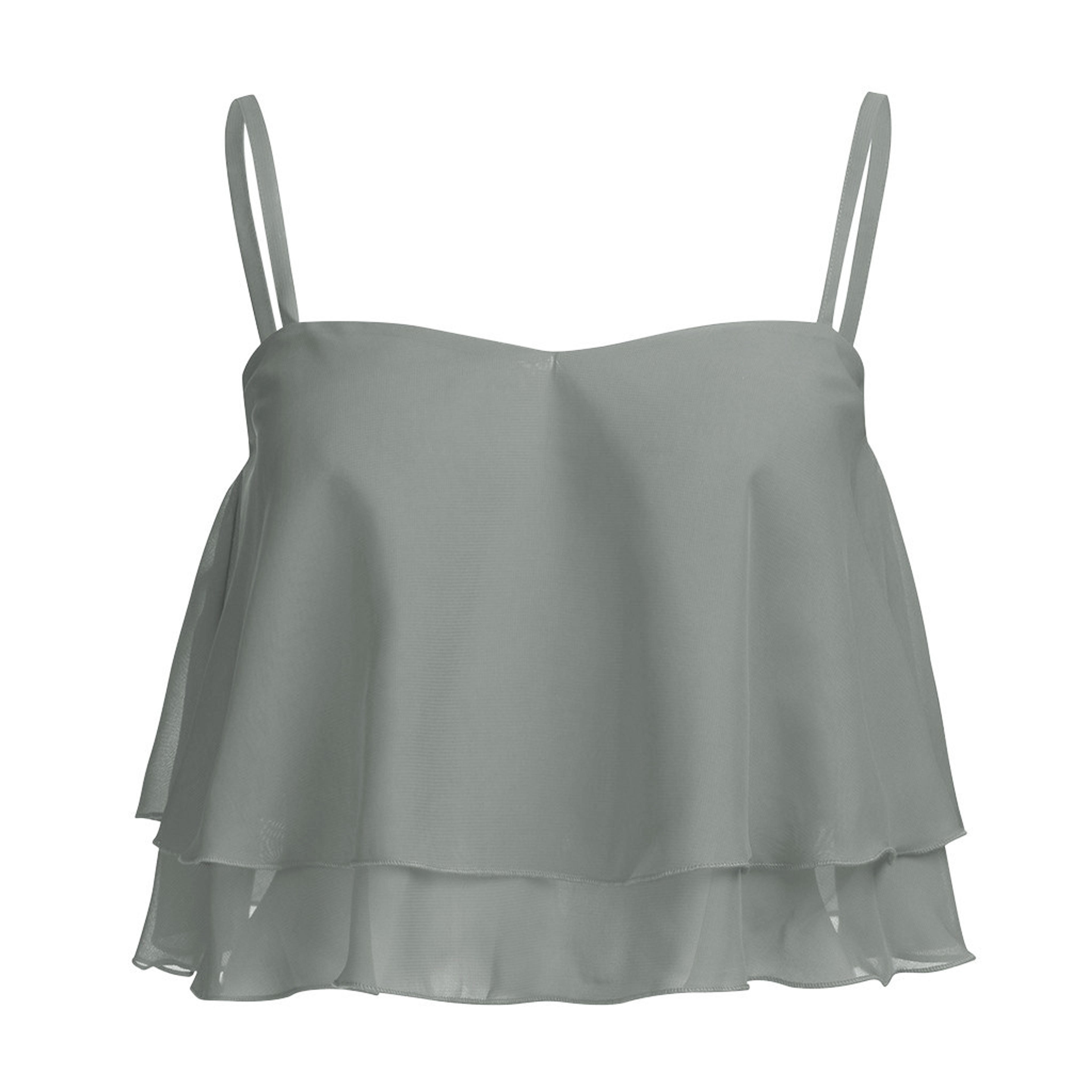 Pgeraug Polyester Womens Tops Sleeveless Pleated Ruffle Double Layer Chiffon Blouse T-Shirt Tanks for Women Grey S - Walmart.com