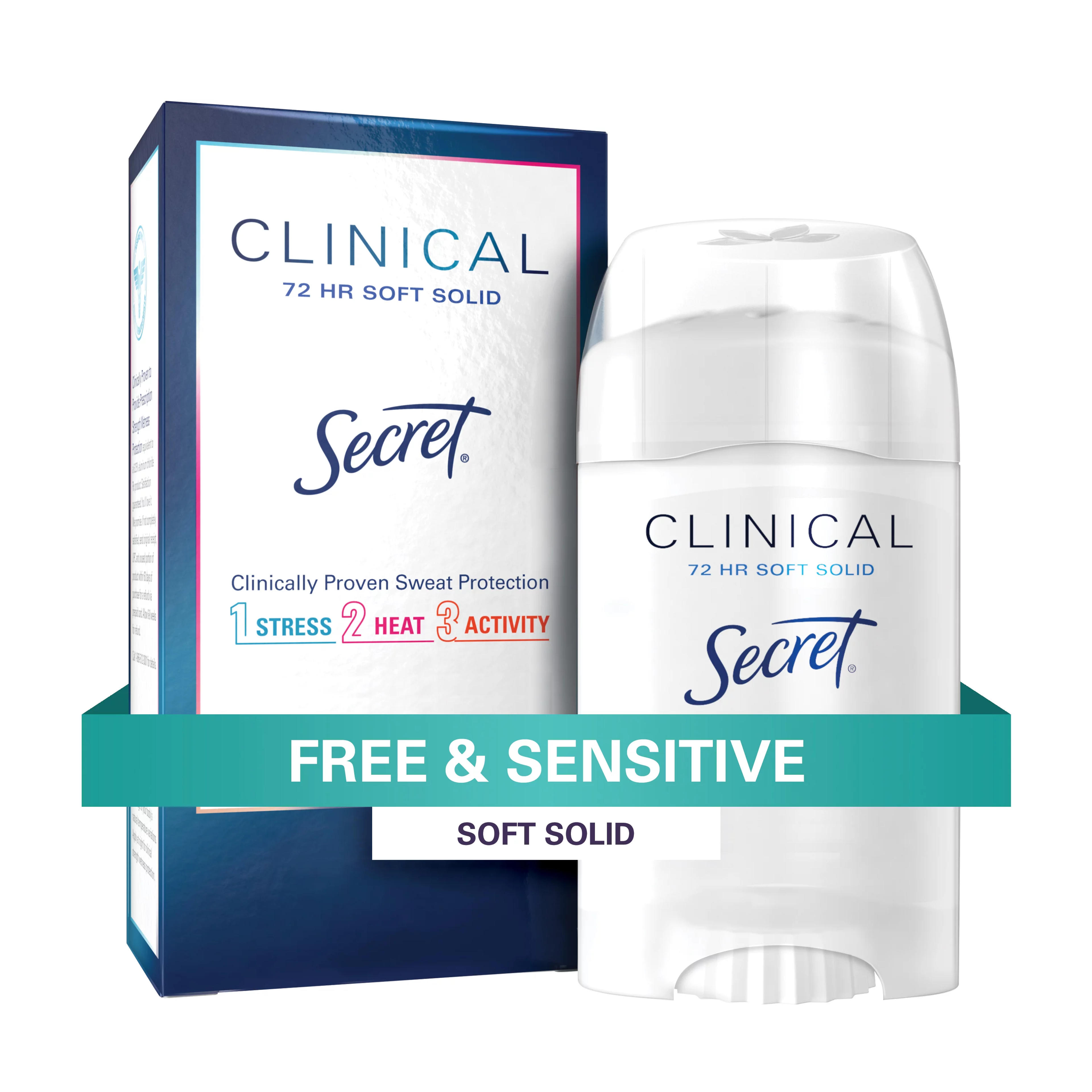 Secret Clinical Strength Soft Solid Antiperspirant and Deodorant, Free & Sensitive, 1.6 oz - Walmart.com