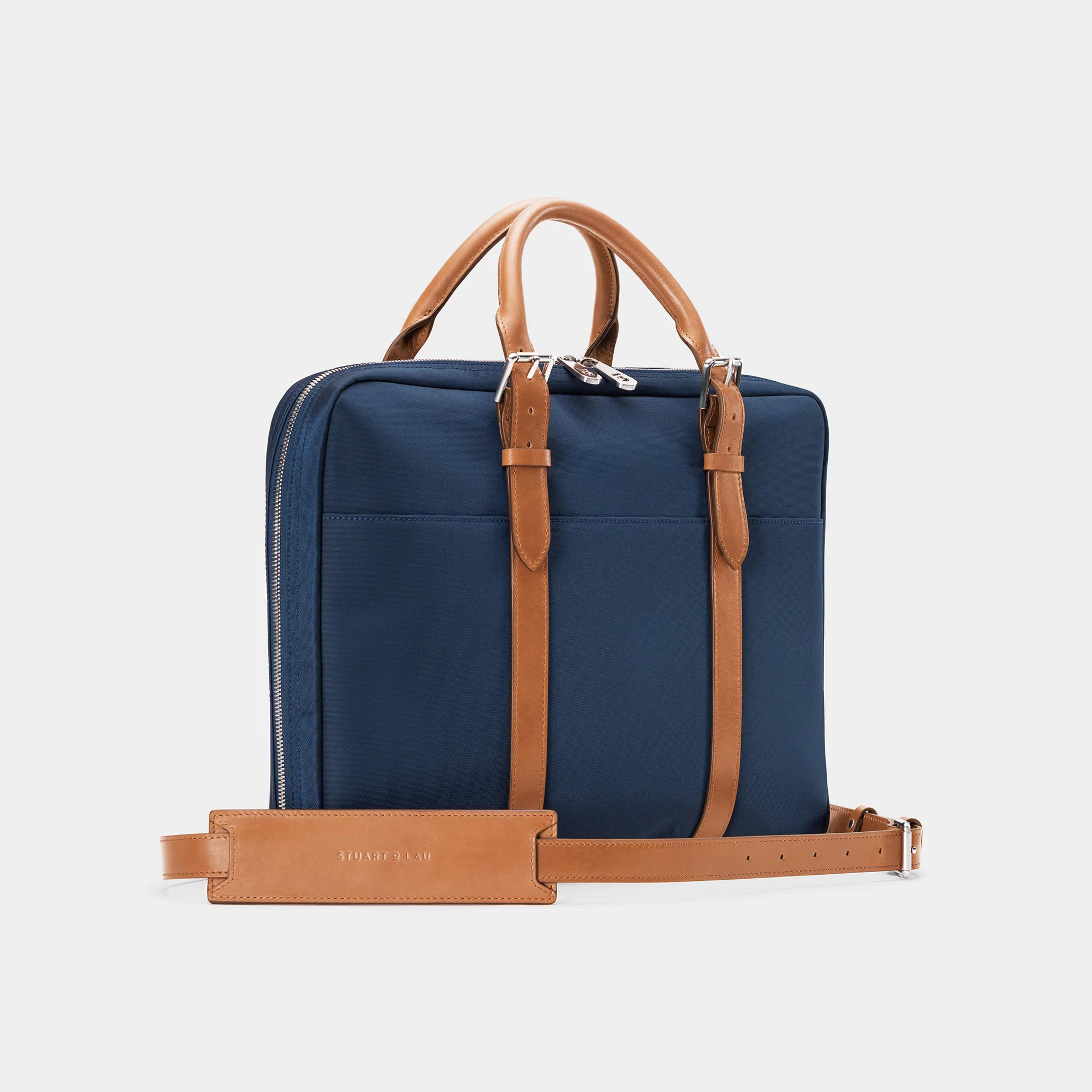 The Cary Briefcase - Slim - Navy and Tan (Retiring Model)