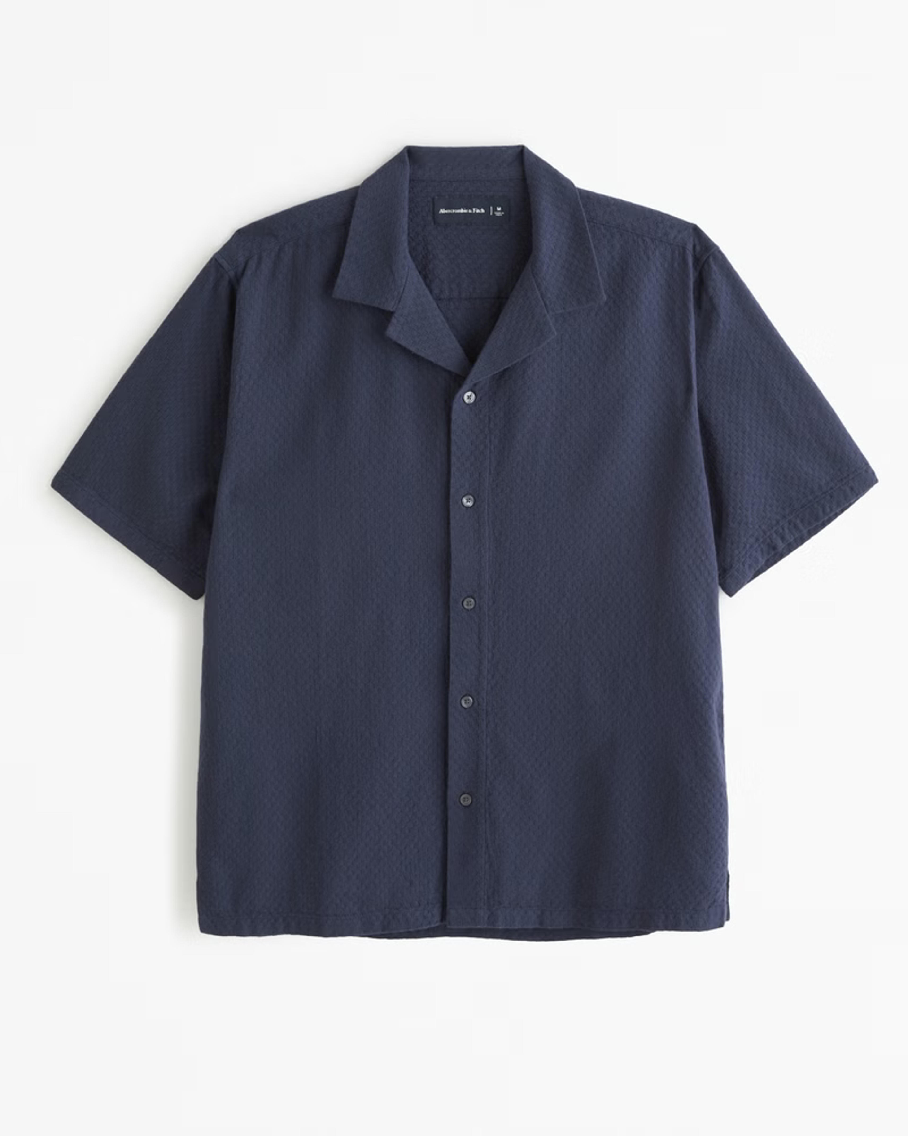 Men's Camp Collar Textured Button-Up Shirt | Men's Clearance | Abercrombie.com