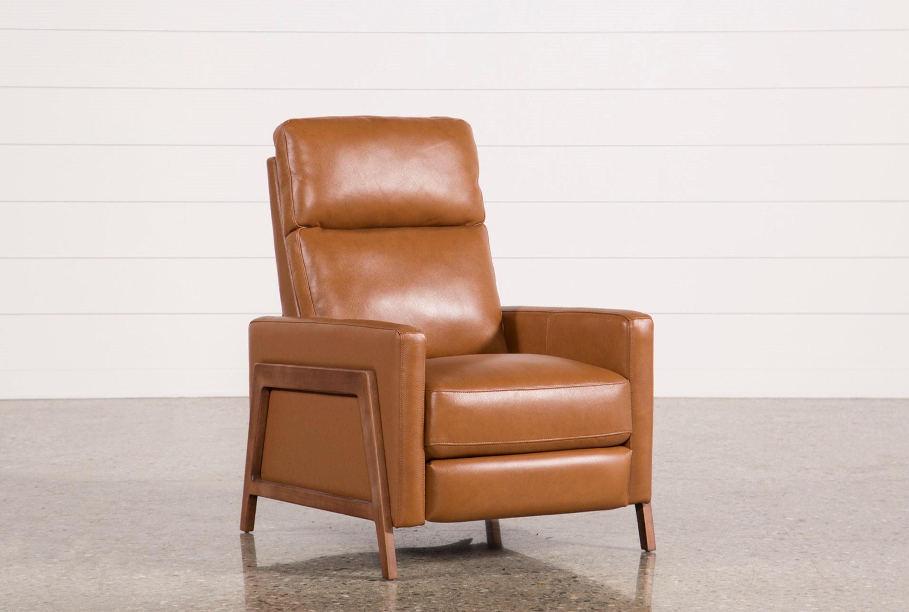 Daniel Nutmeg Leather Push Back Recliner | Living Spaces