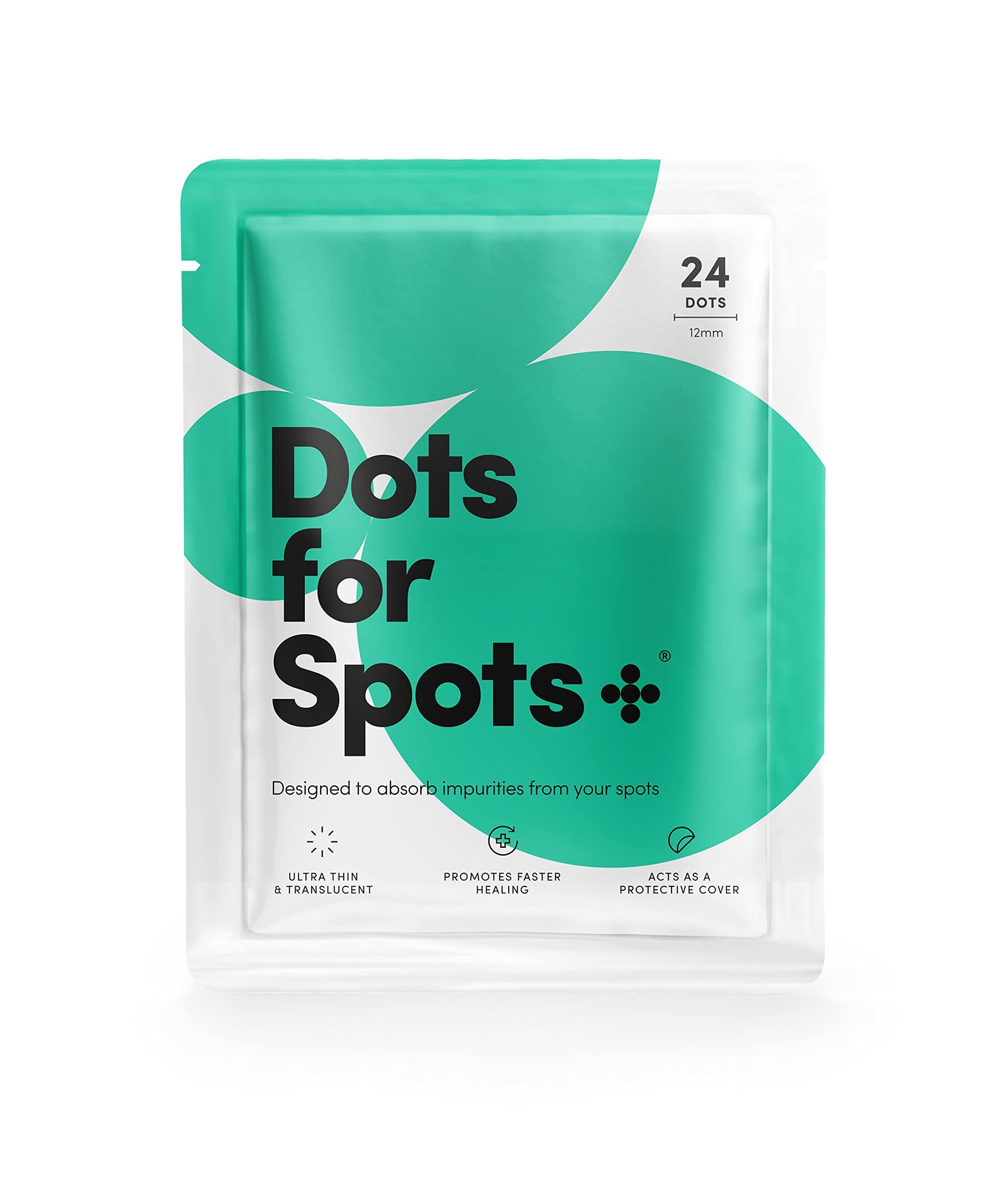 Dots for Spots Acne Patches - Pack of 24 Translucent Hydrocolloid Pimple Patch Spot Treatment Stickers for Face and Body - Fast-Acting, Vegan & Cruelty Free Skin Care