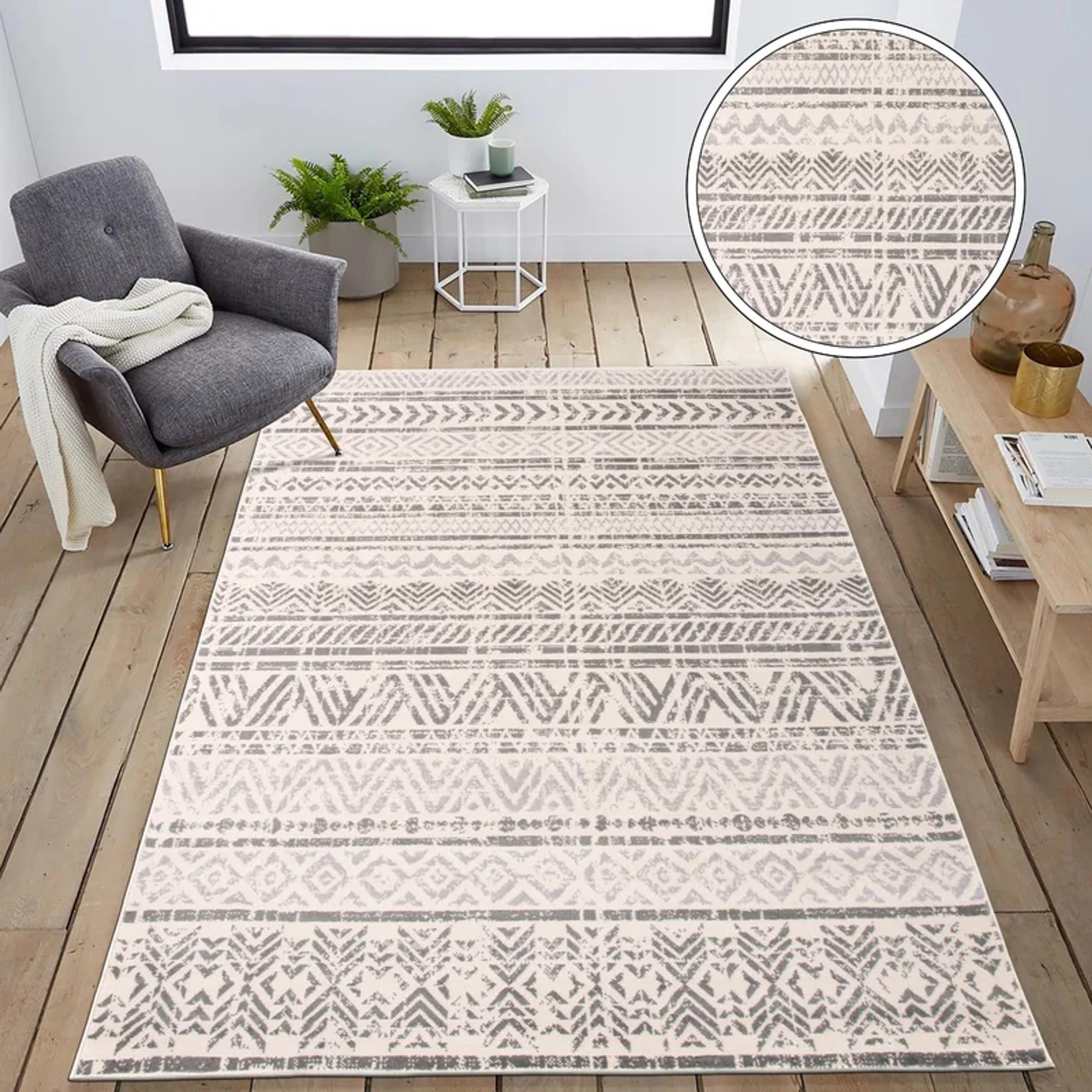 8' x 10' Humphrey Southwestern Machine Woven Gray Area Rug