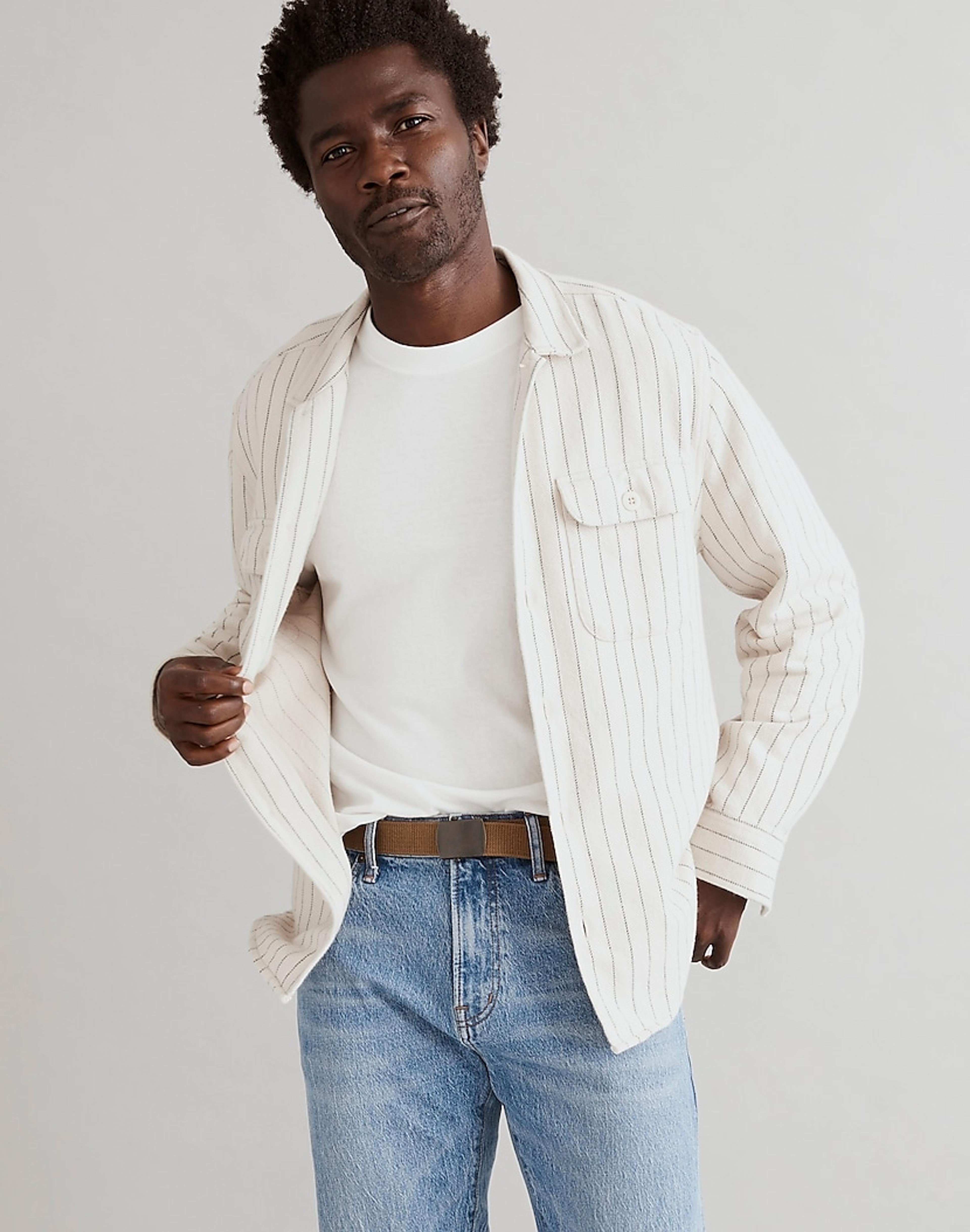 Brushed Flannel Easy Shirt-Jacket in Stripe