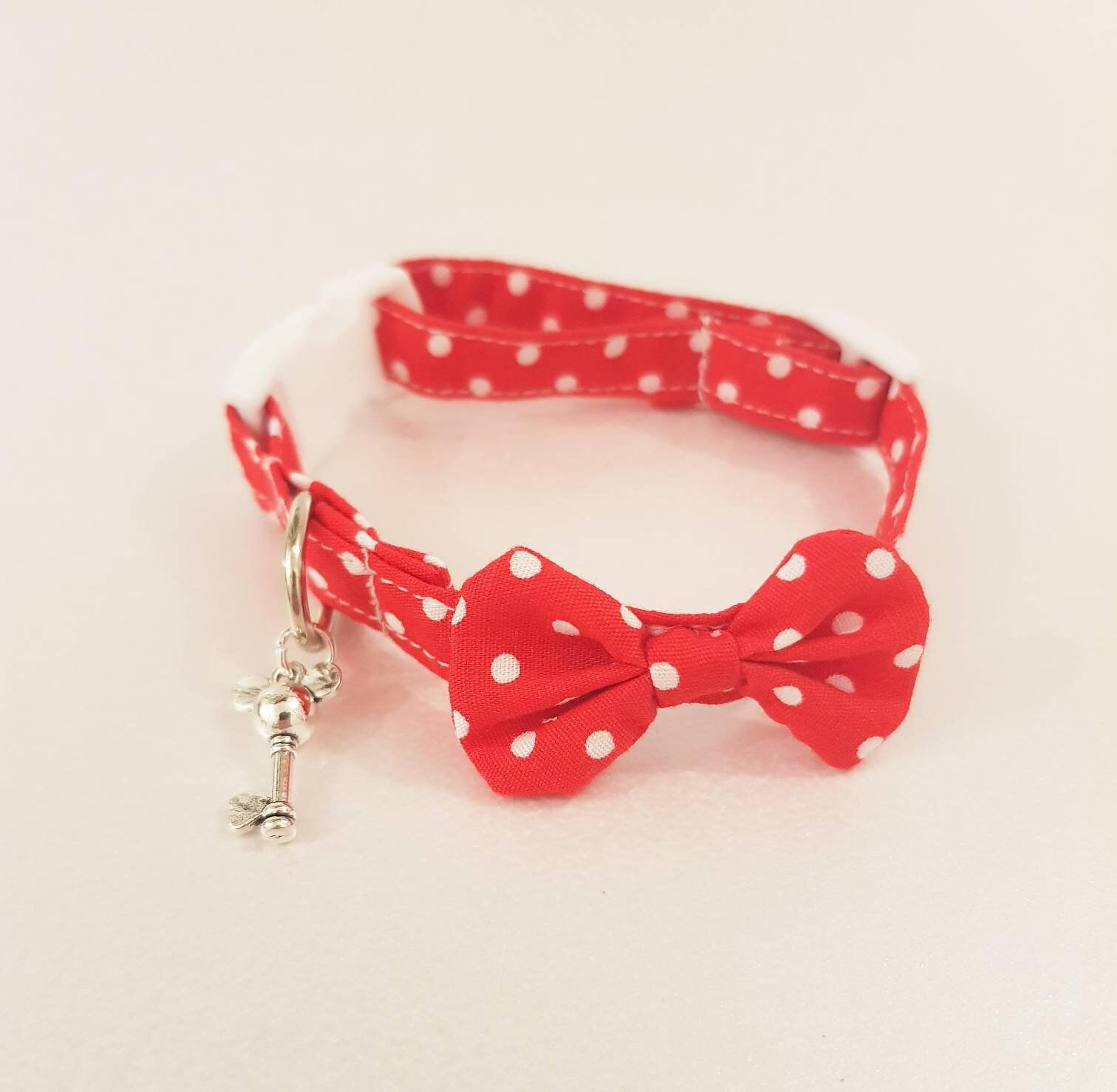 Red Polka Dot Bow Quick Release Breakaway Cat Collar