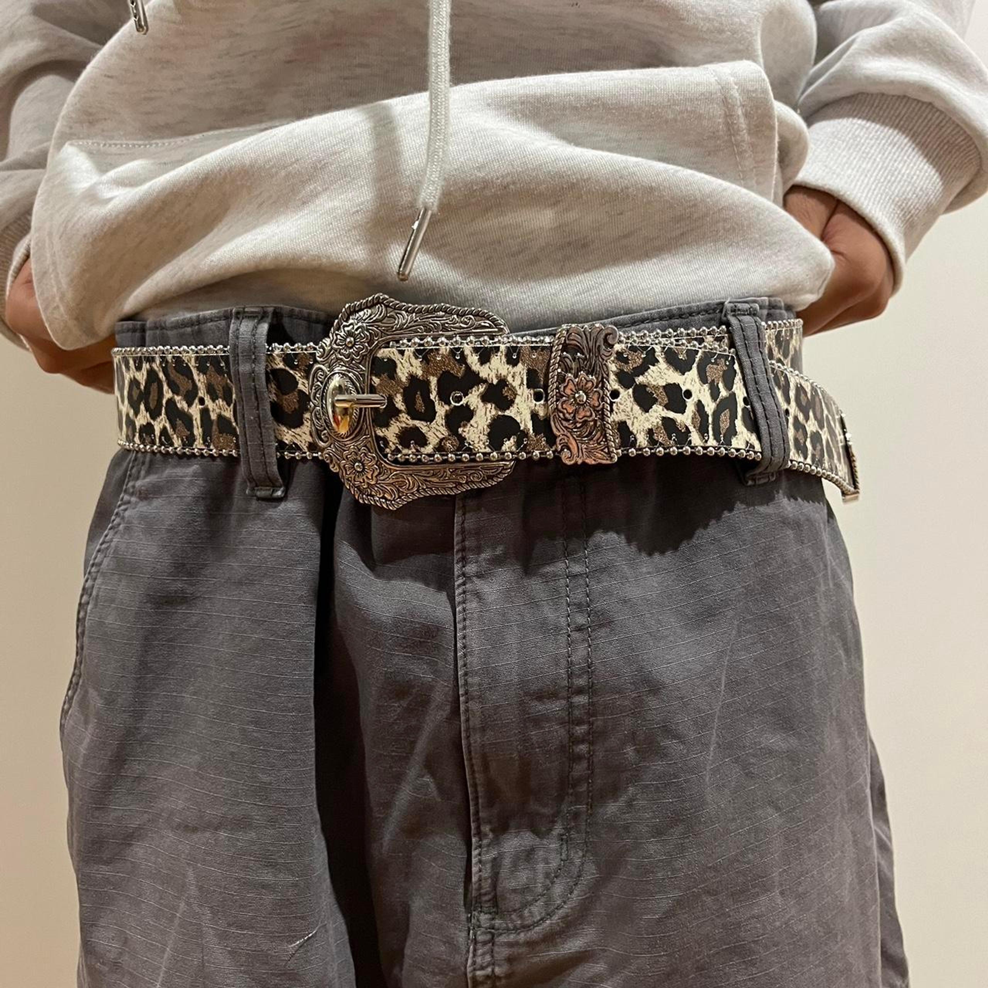 Leopard print belt with silver accents #leopardprint...