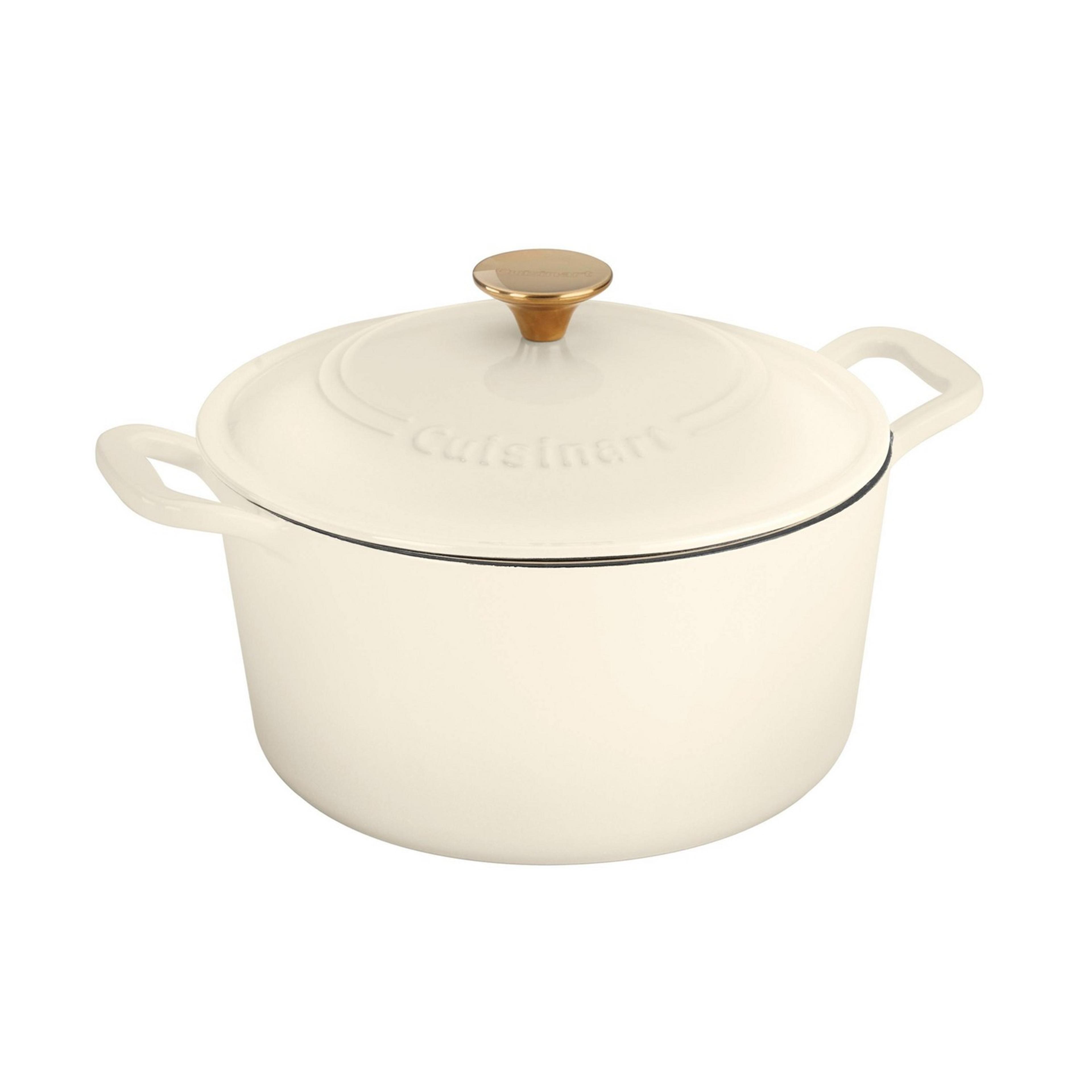 Cuisinart Classic Enameled Cast Iron&#160; 3.5qt Round Cream Colored Casserole with Cover