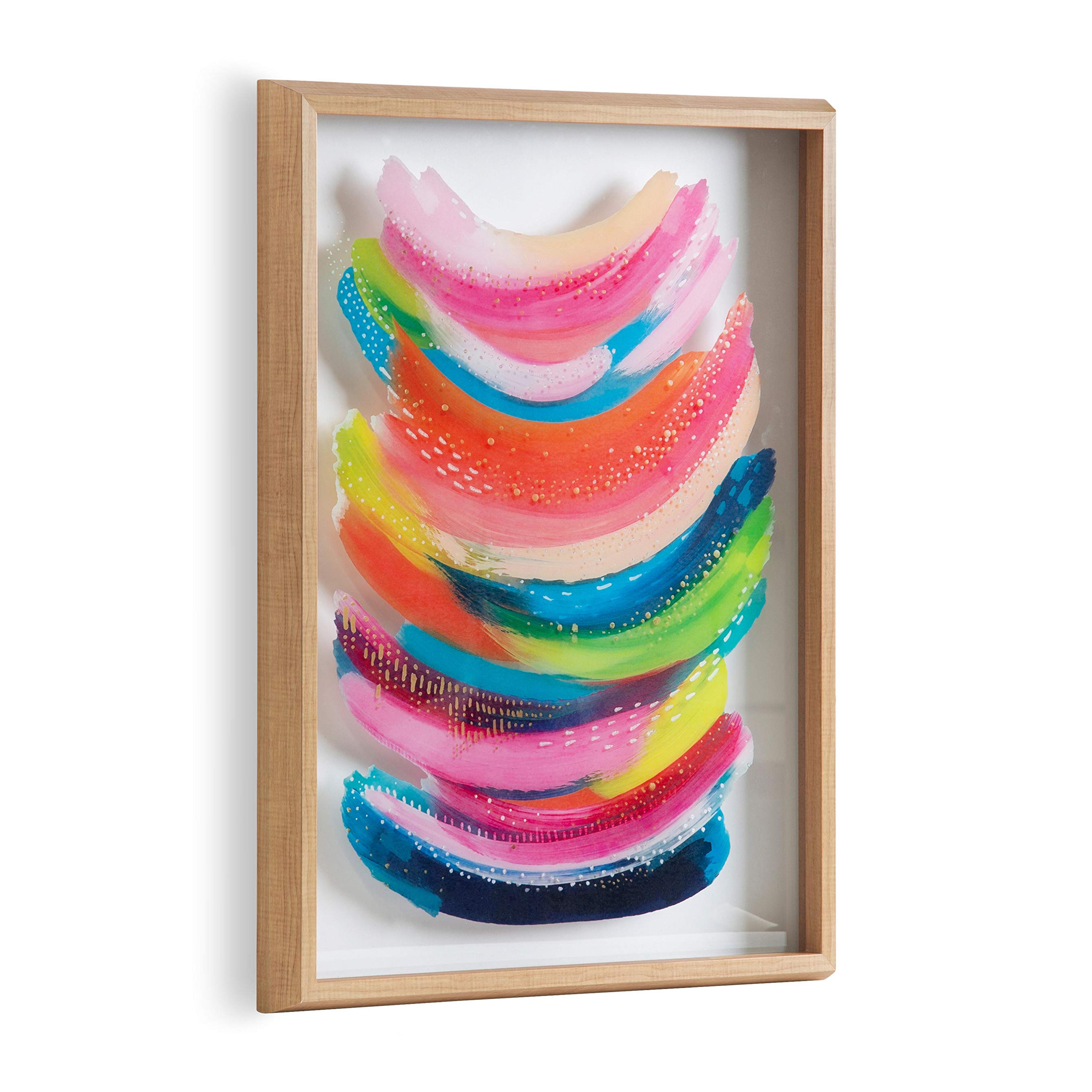 Kate and Laurel Blake Bright Abstract Framed Printed Glass Art by Jessi Raulet of EttaVee, 18x24 Natural, Beautiful Modern Glass Wall Art for Home