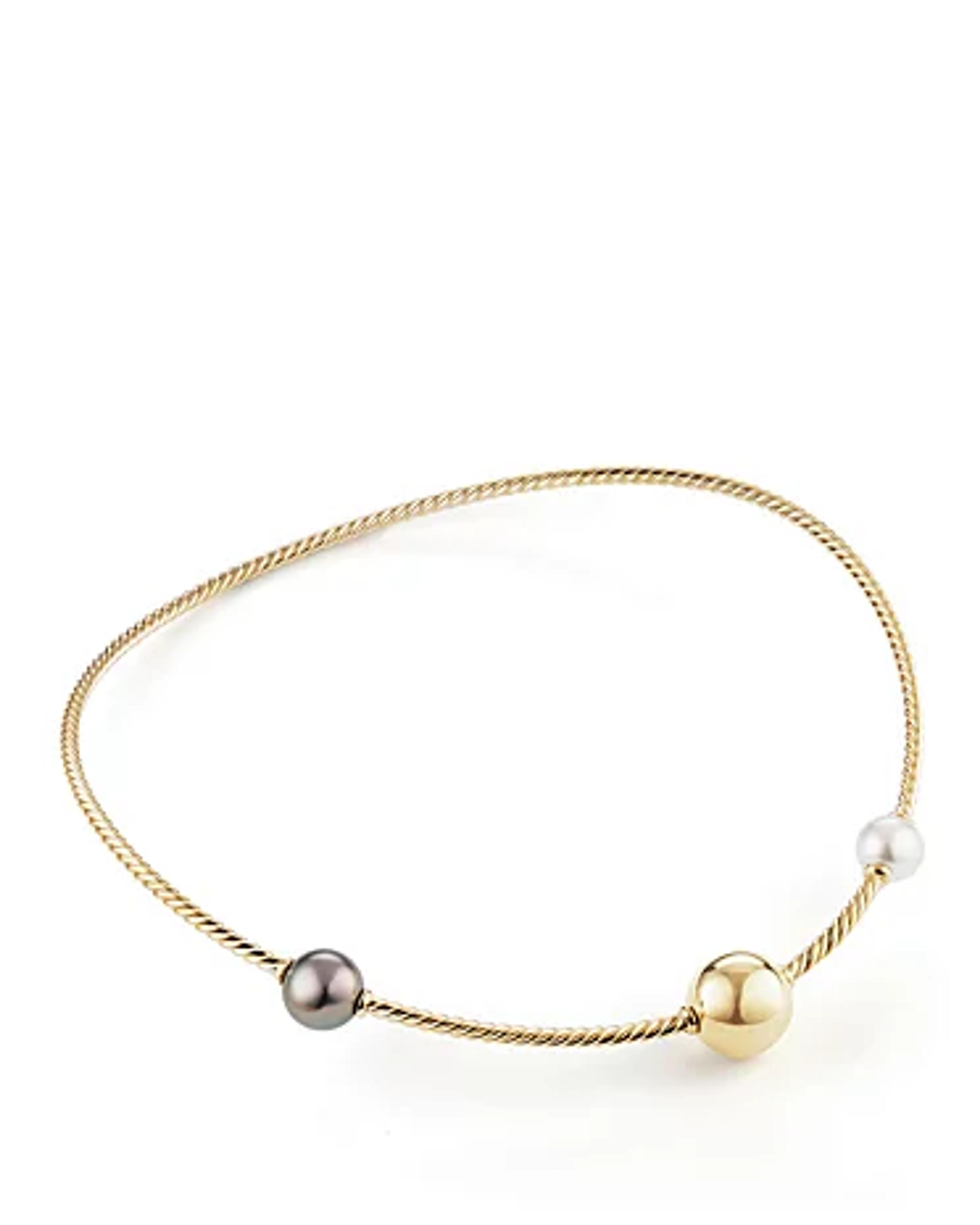 David Yurman Solari Single Row Cable Necklace with Tahitian Gray Pearl and South Sea White Pearl in 18K Gold | Bloomingdale's