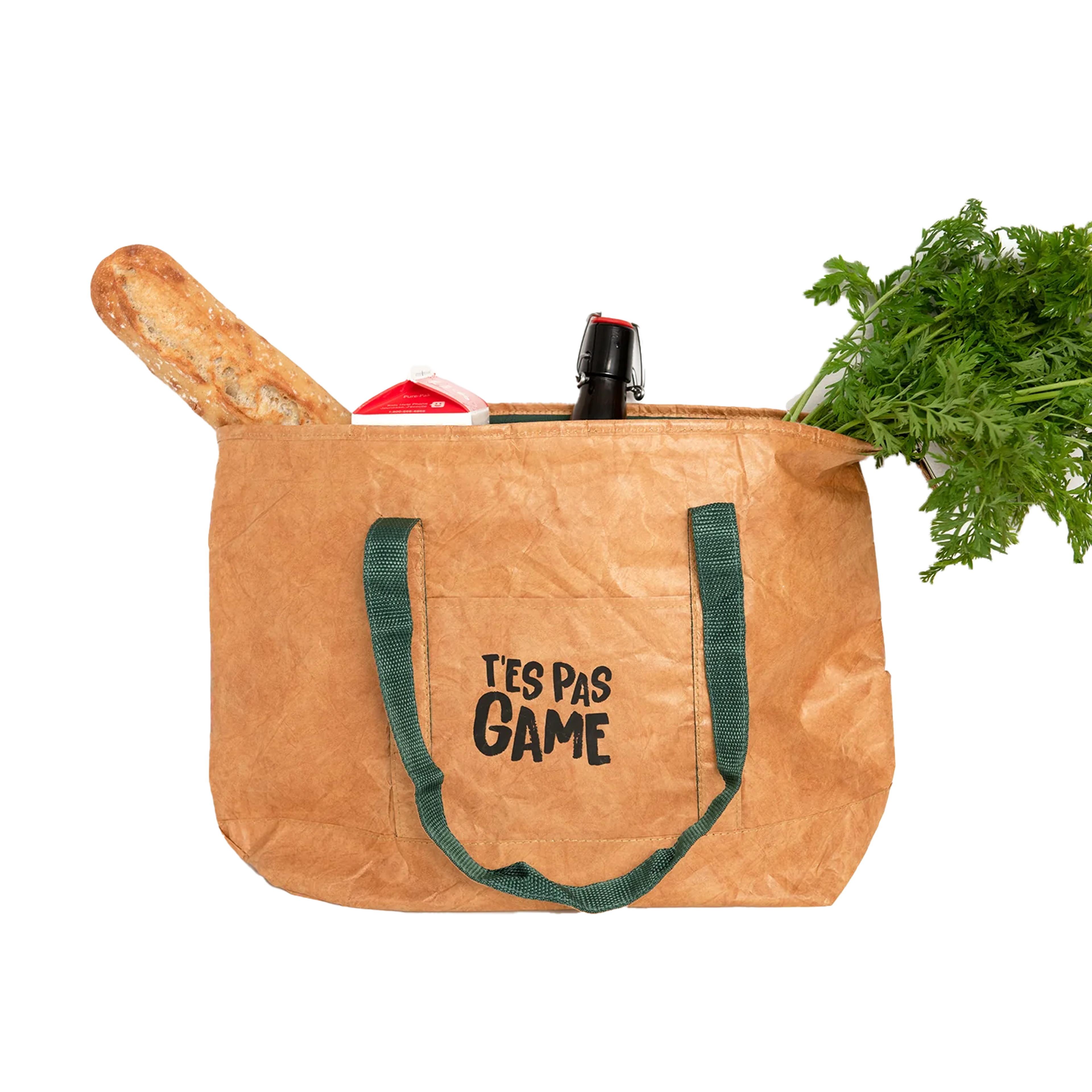 Reusable Grocery Bag in Tyvek - Green Straps – La Petite Ourse USA