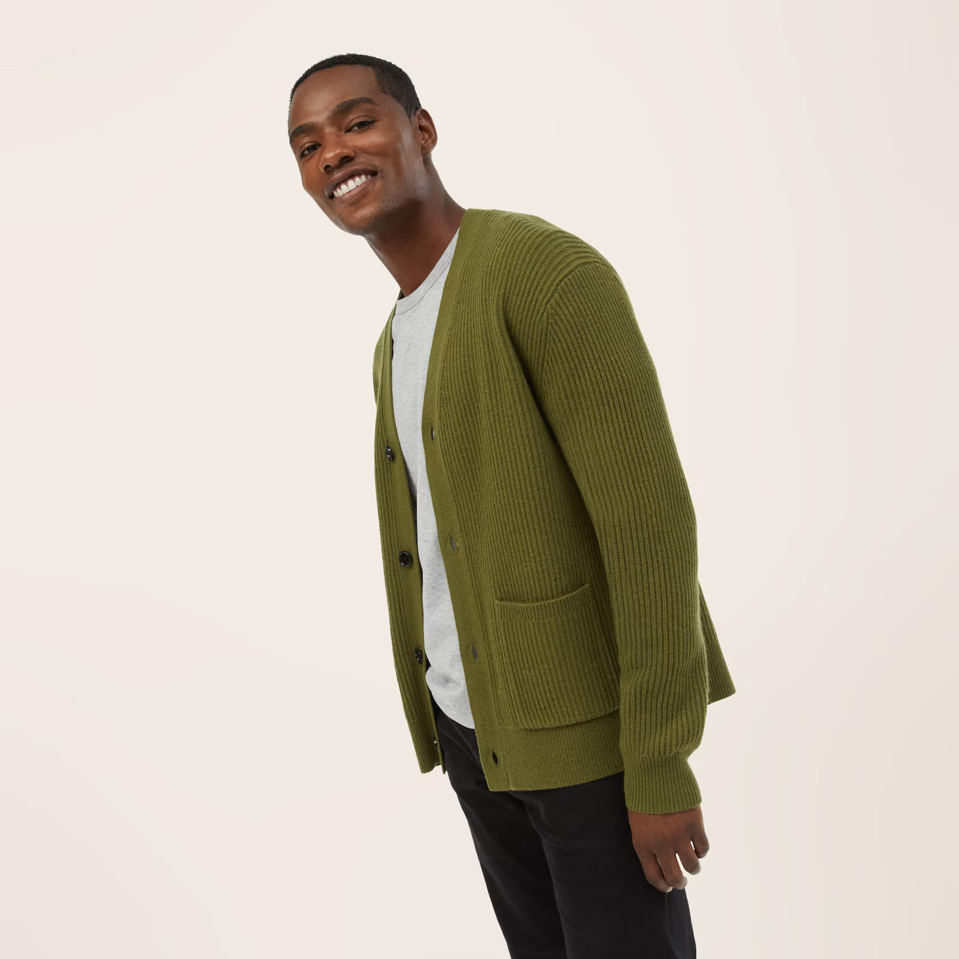 Ethan Wool-Cashmere Ribbed Cardigan