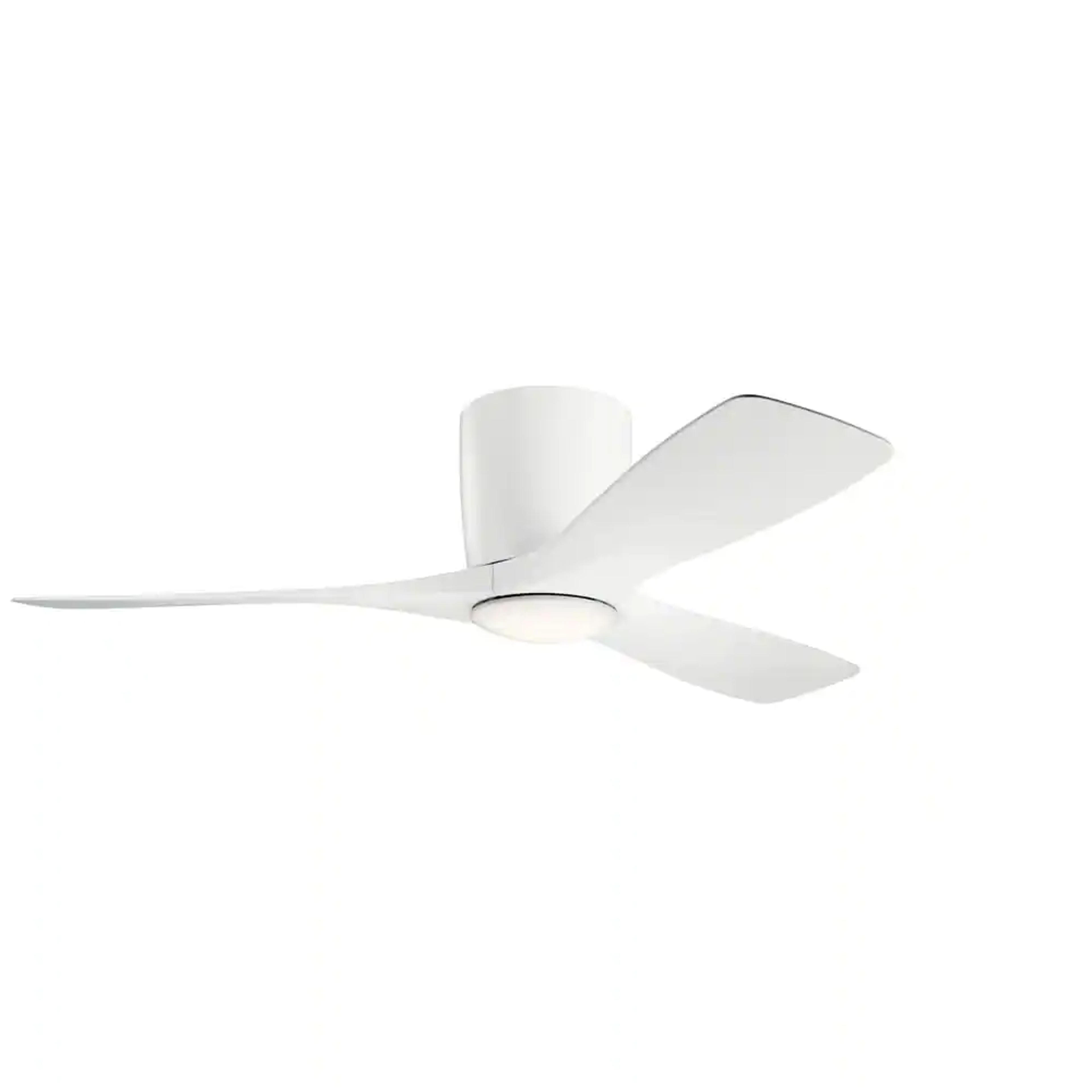 KICHLER Volos 48 in. Integrated LED Indoor Matte White Flush Mount Ceiling Fan with Light Kit and Wall Control 300032MWH