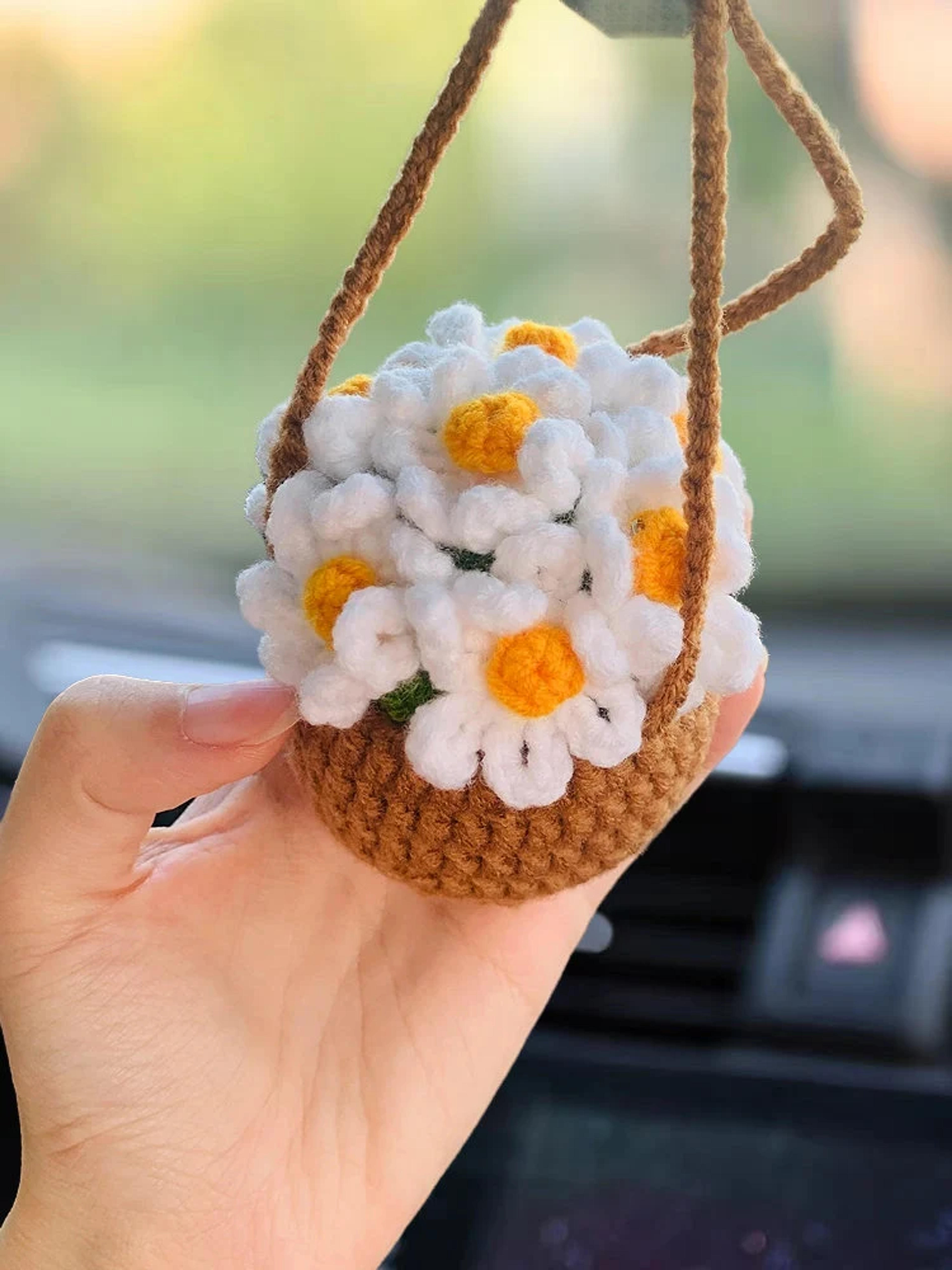 Handcrafted Daisy Car Mirror Hanging Adorable Rear View - Etsy