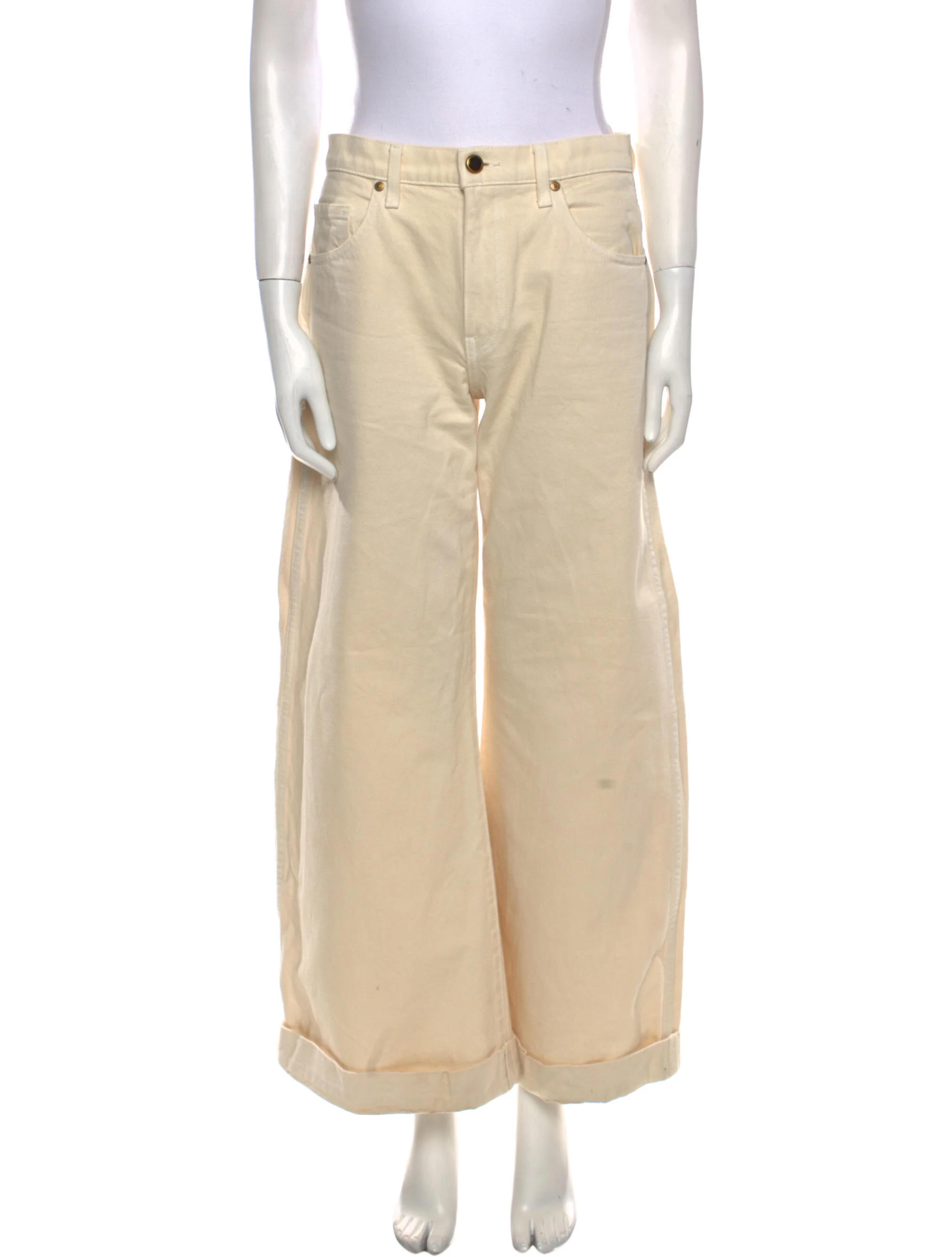 Khaite Wide Leg Pants - Neutrals, 11" Rise Pants, Clothing - KHAIT30562 | The RealReal