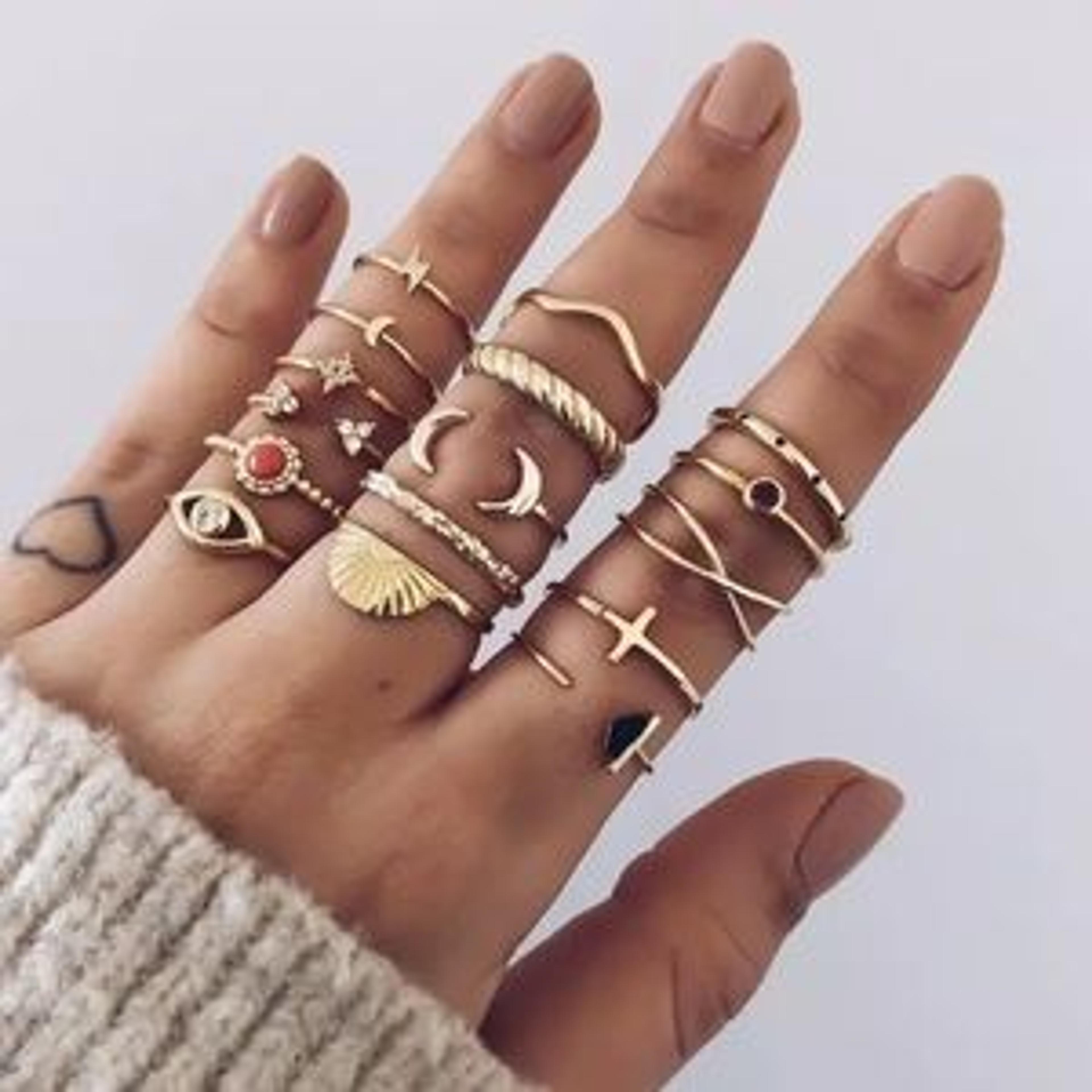 Lena Vie | Jewelry | Vintage Gold 2 Piece Bohemian Ring Set | Poshmark