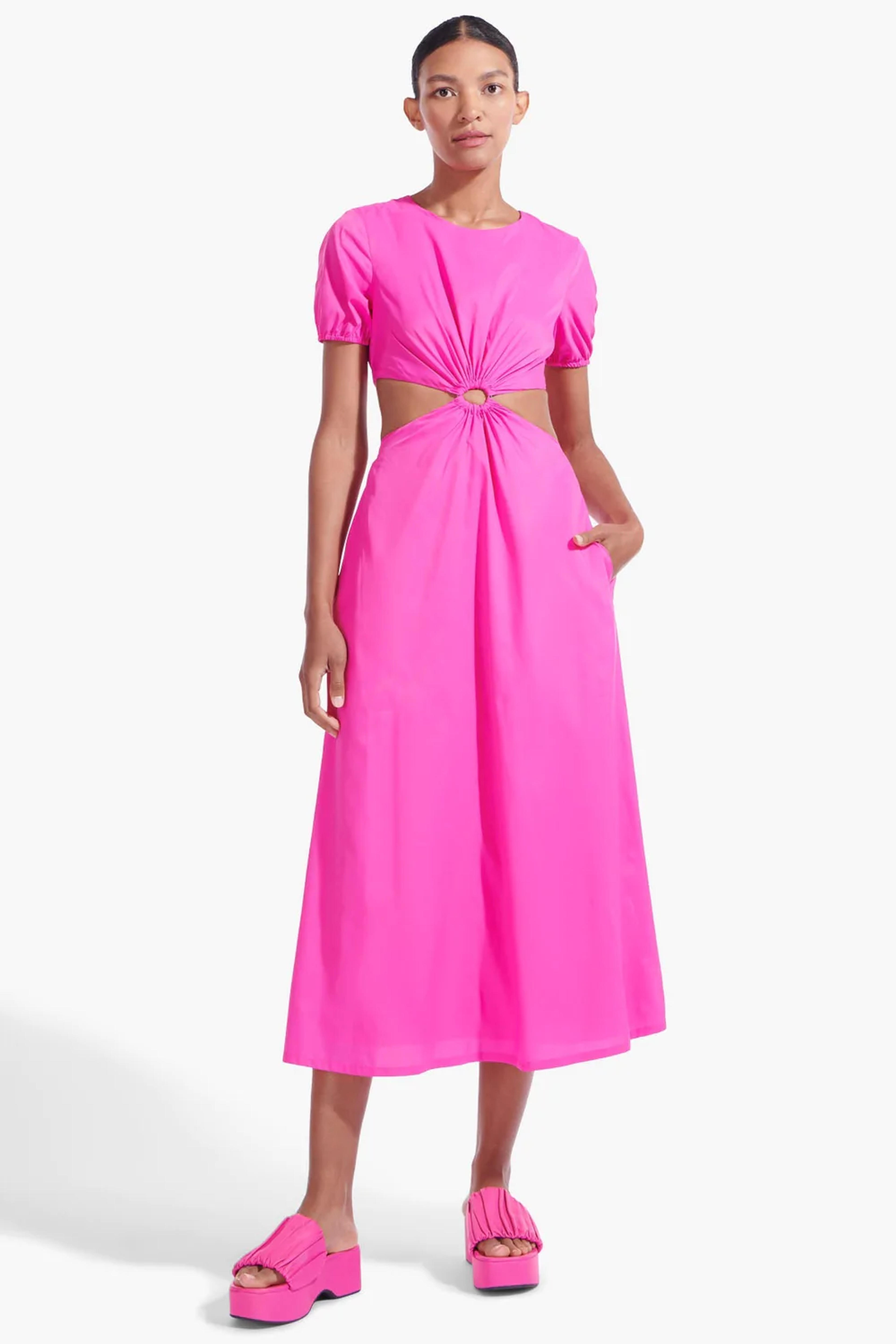 STAUD CALYPSO DRESS BOUGAINVILLEA