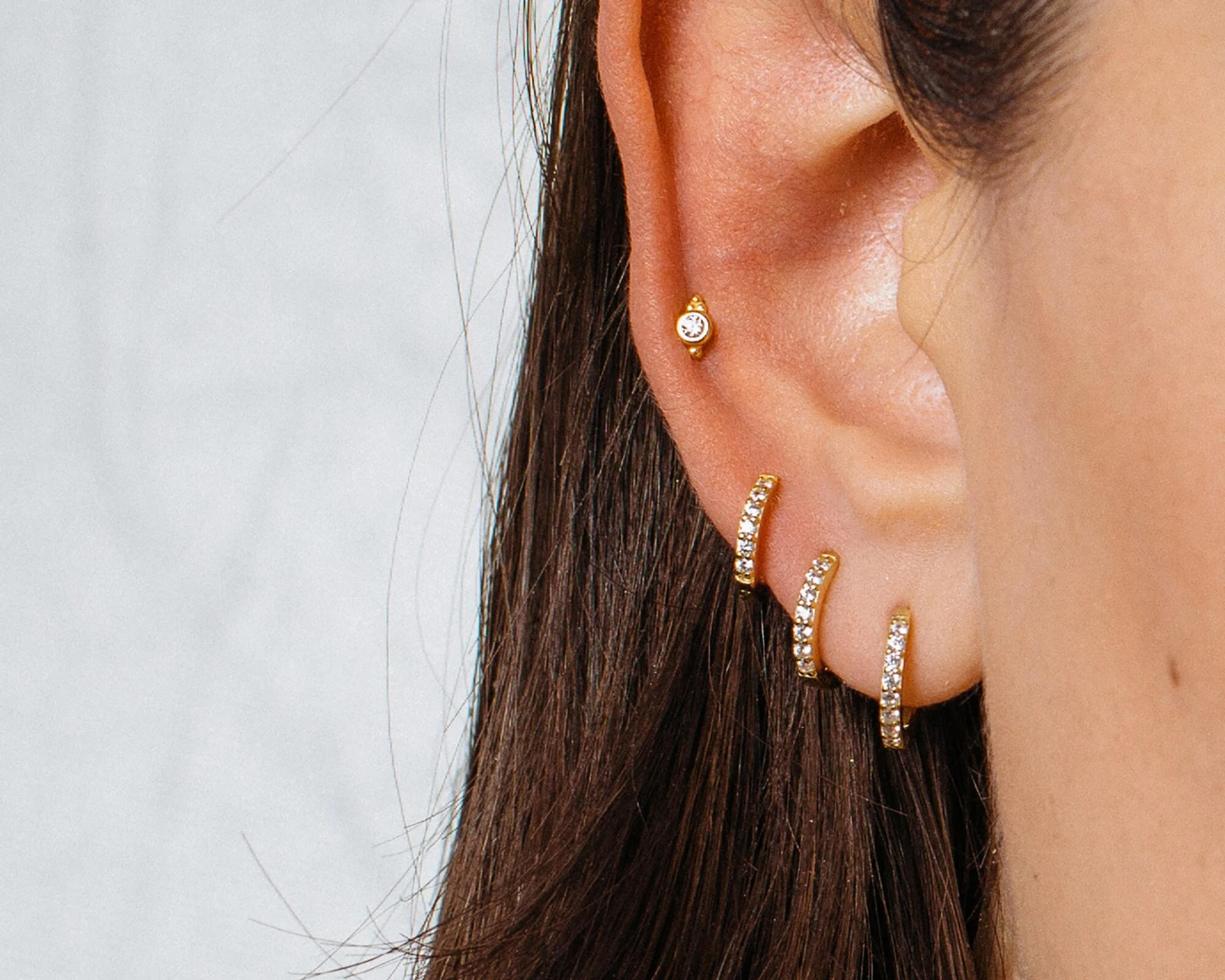 20G/18G/16G Tiny Cartilage Gold Stud Earrings • dainty tragus earrings • small conch earrings • cartilage • tiny gold studs • helix stud