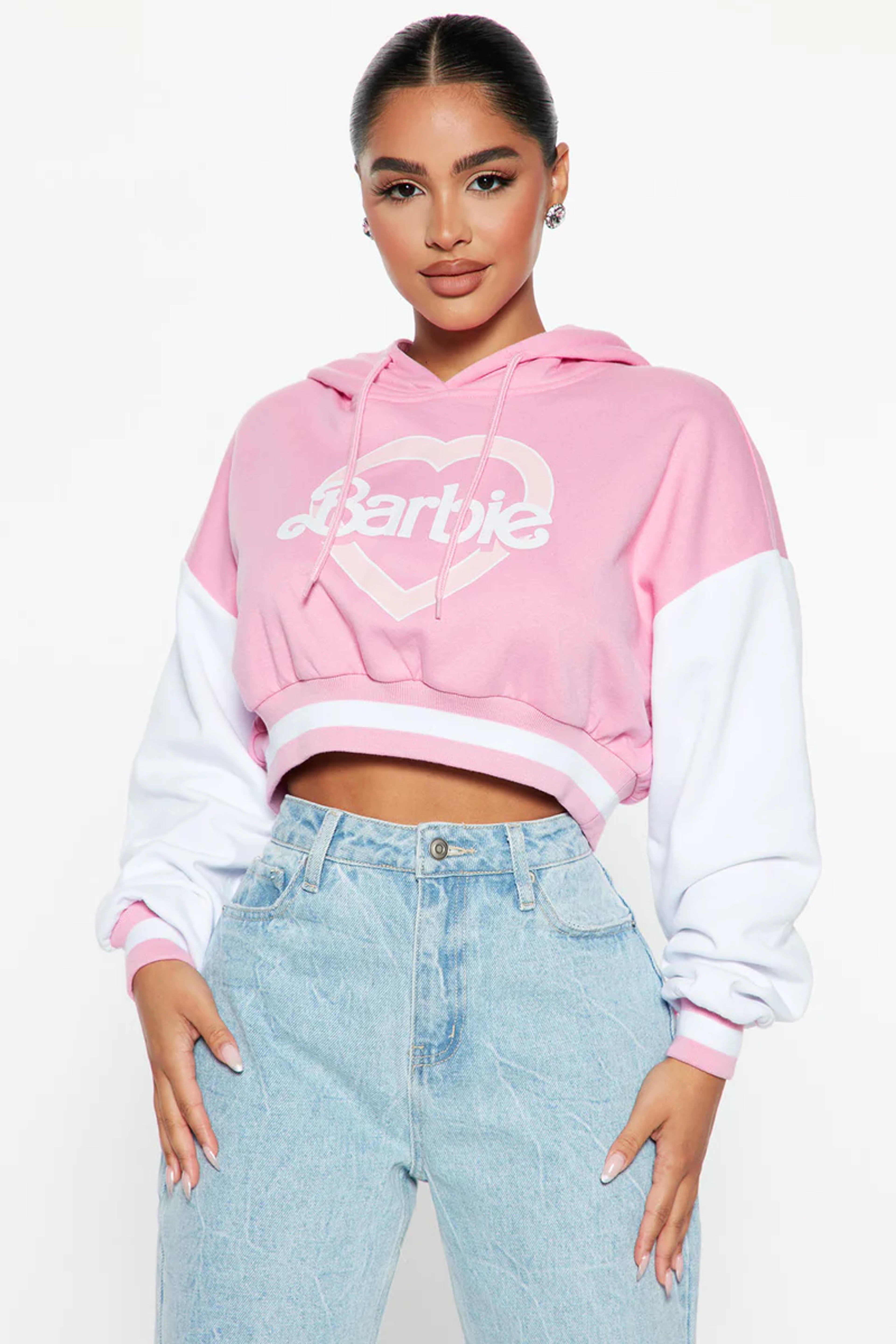 Barbie Love Athletic Cropped Hoodie - Pink | Fashion Nova, Graphic Tees | Fashion Nova