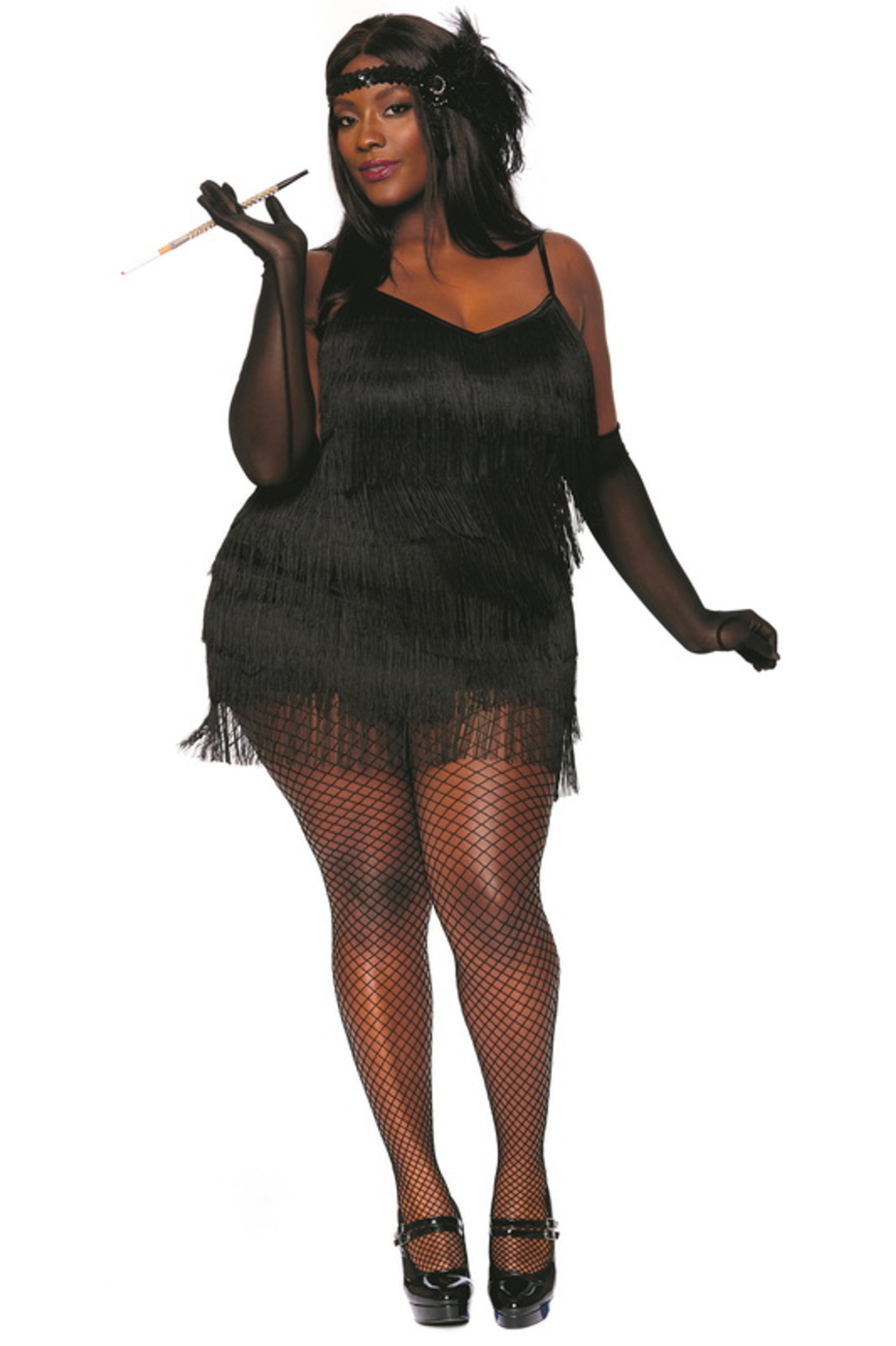 Plus Size Black Flapper Start Halloween Dress - Spicy Lingerie