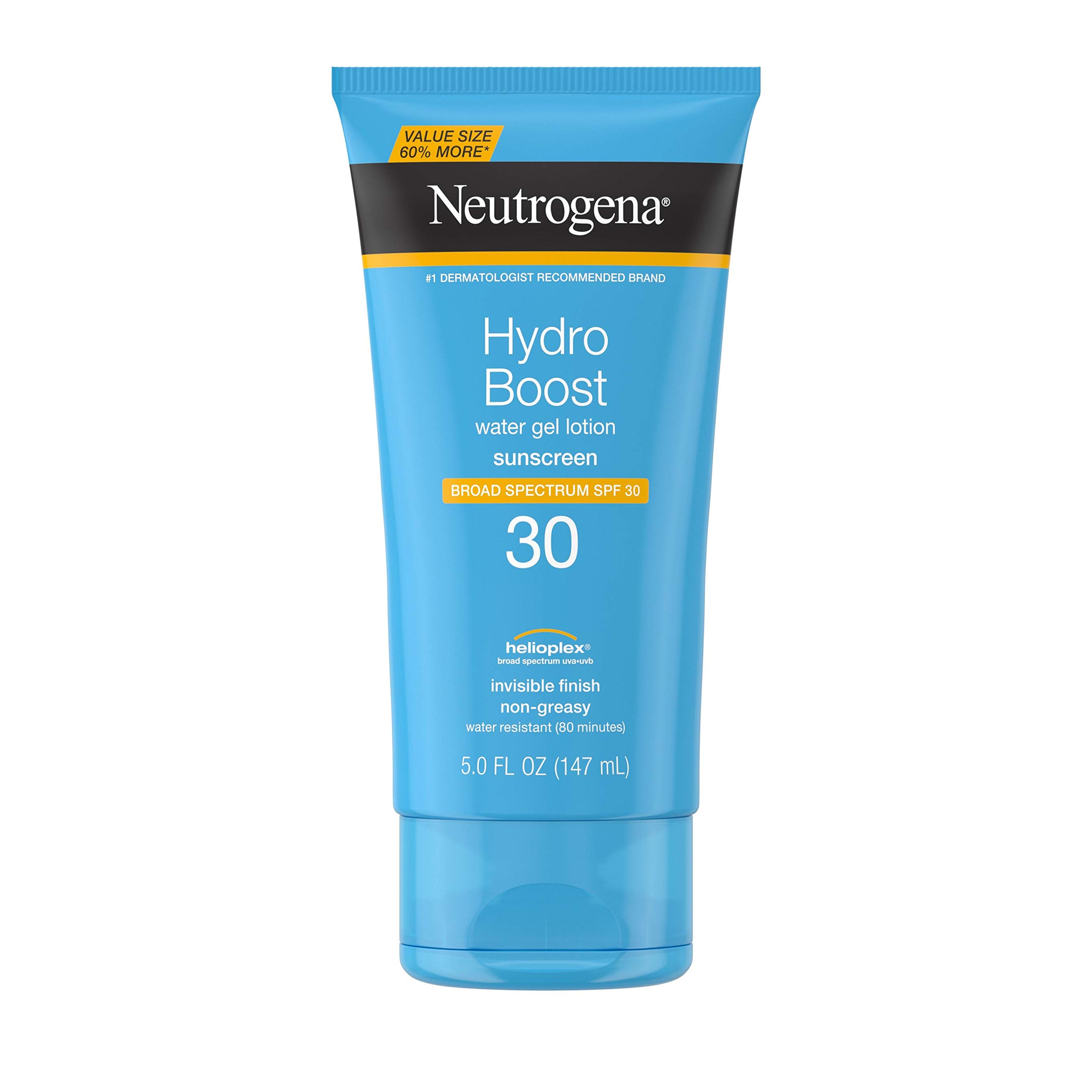 Neutrogena Hydro Boost Water Gel Non-Greasy Moisturizing Sunscreen Lotion with Broad Spectrum SPF 30, Water-Resistant Hydrating Sunscreen Lotion, 5 fl. Oz