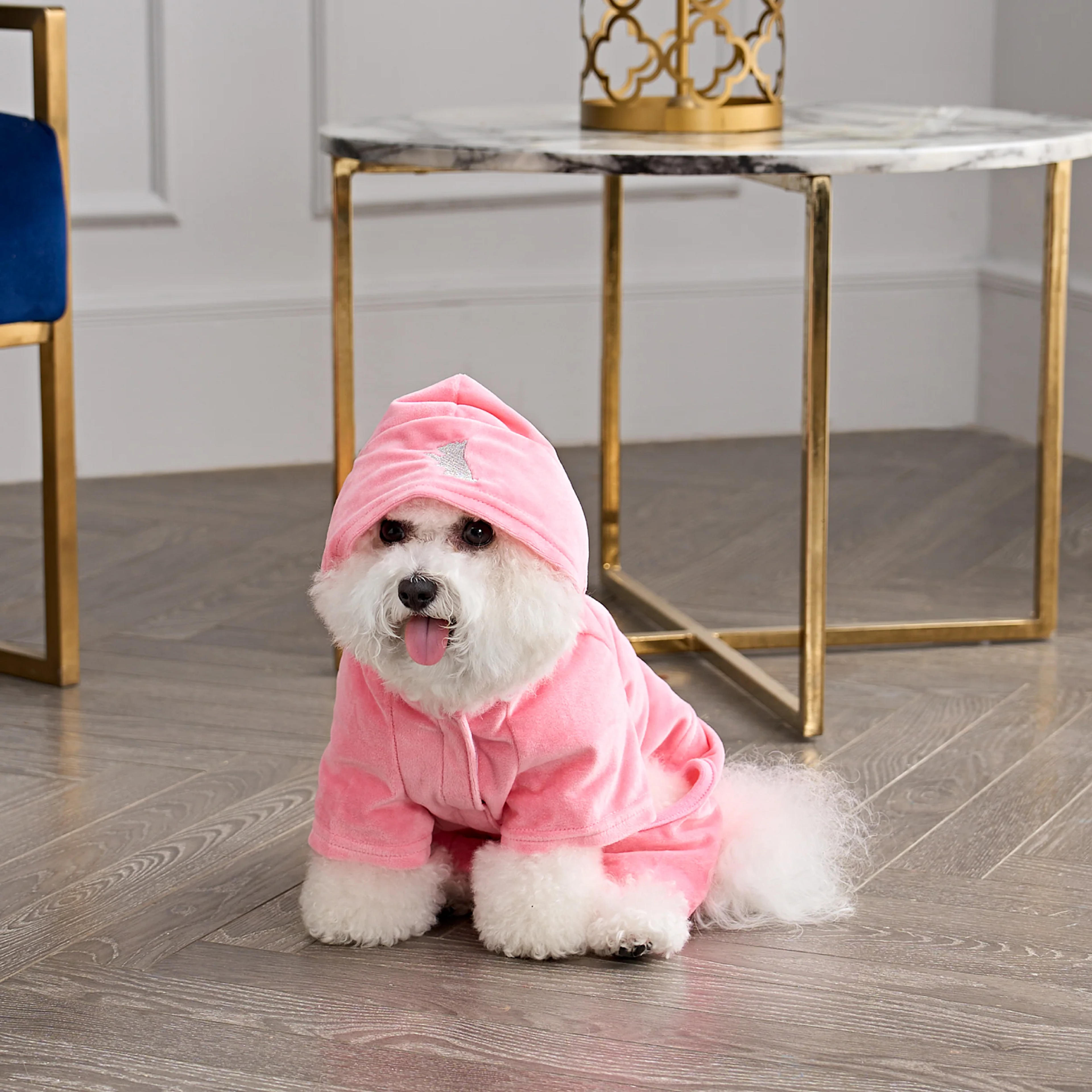 Bling Velour Pet Tracksuit - Pink / M/L