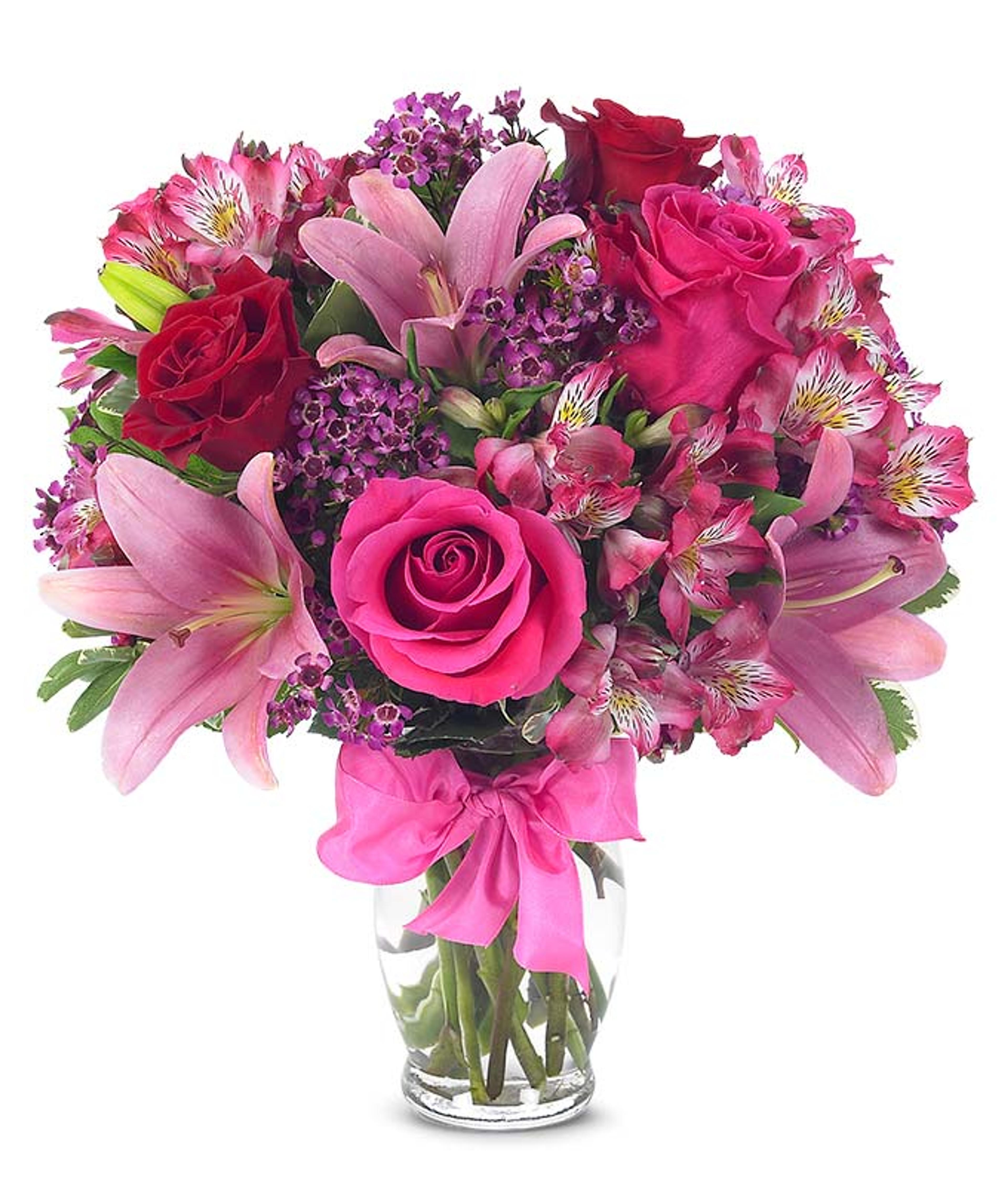 From You Flowers - Rose and Lily Bouquet with Free Vase (Fresh Flowers) - Walmart.com