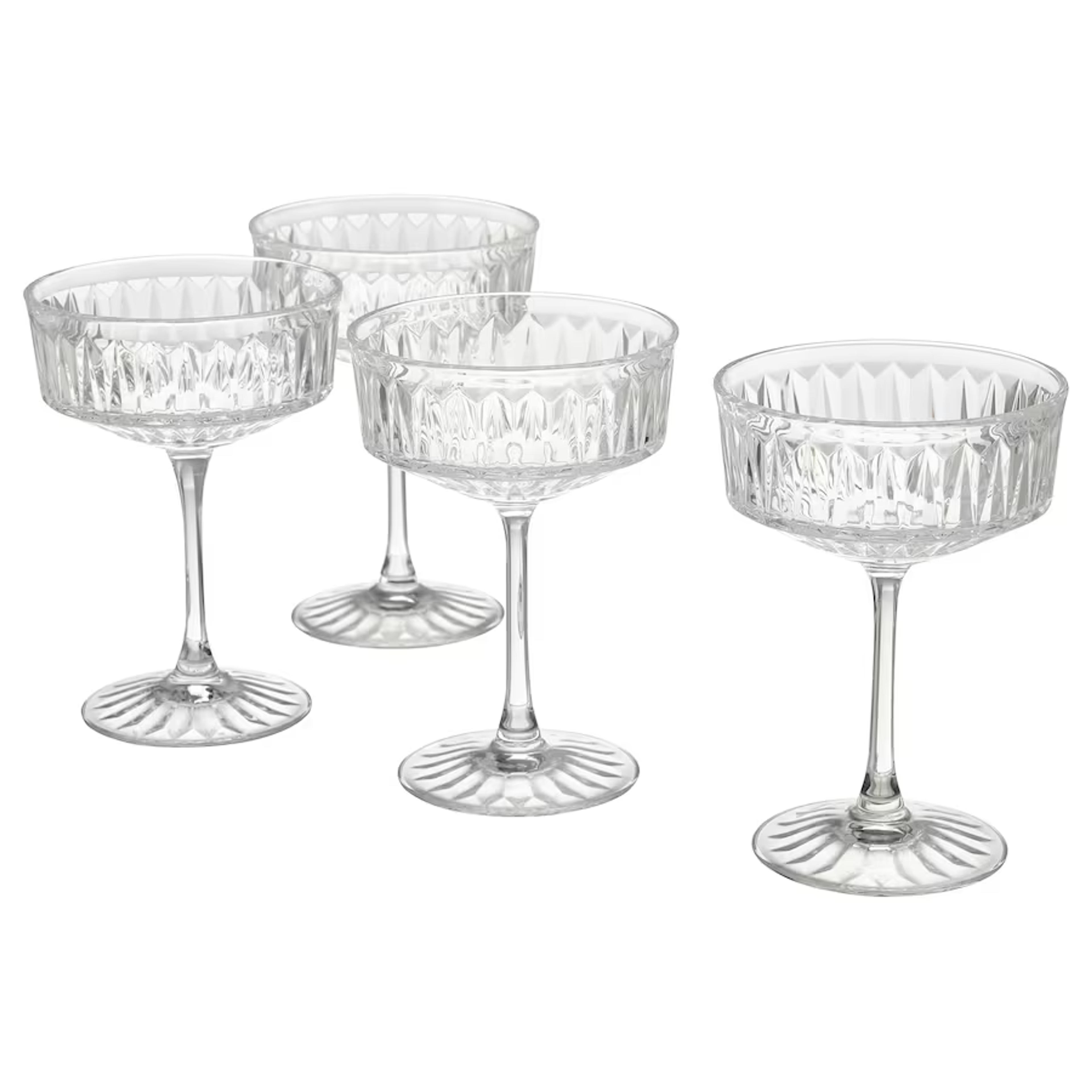 SÄLLSKAPLIG Champagne coupe, clear glass/patterned, 7 oz - IKEA