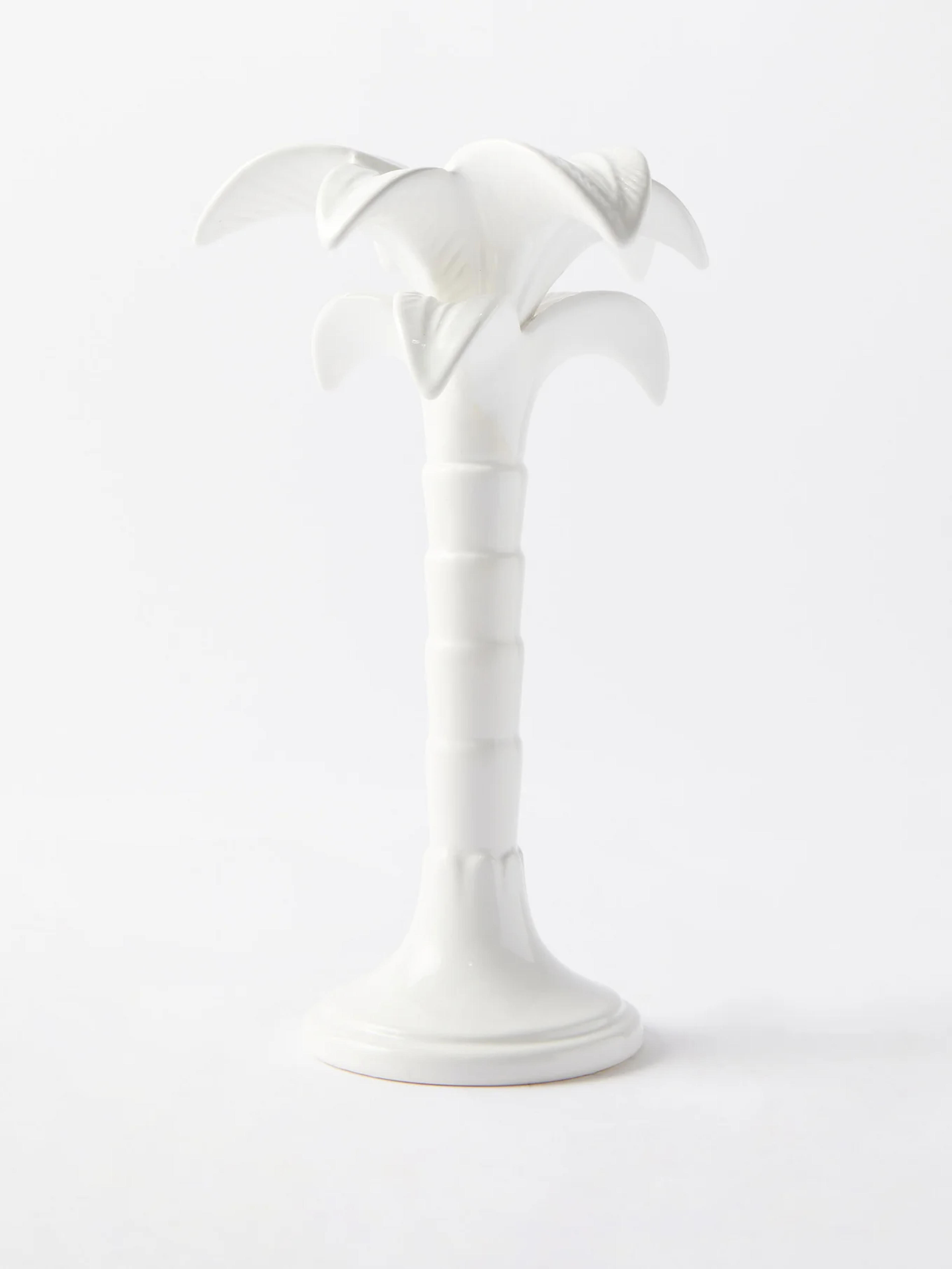 White Palm Tree medium ceramic candlestick holder | Les Ottomans | MATCHESFASHION US