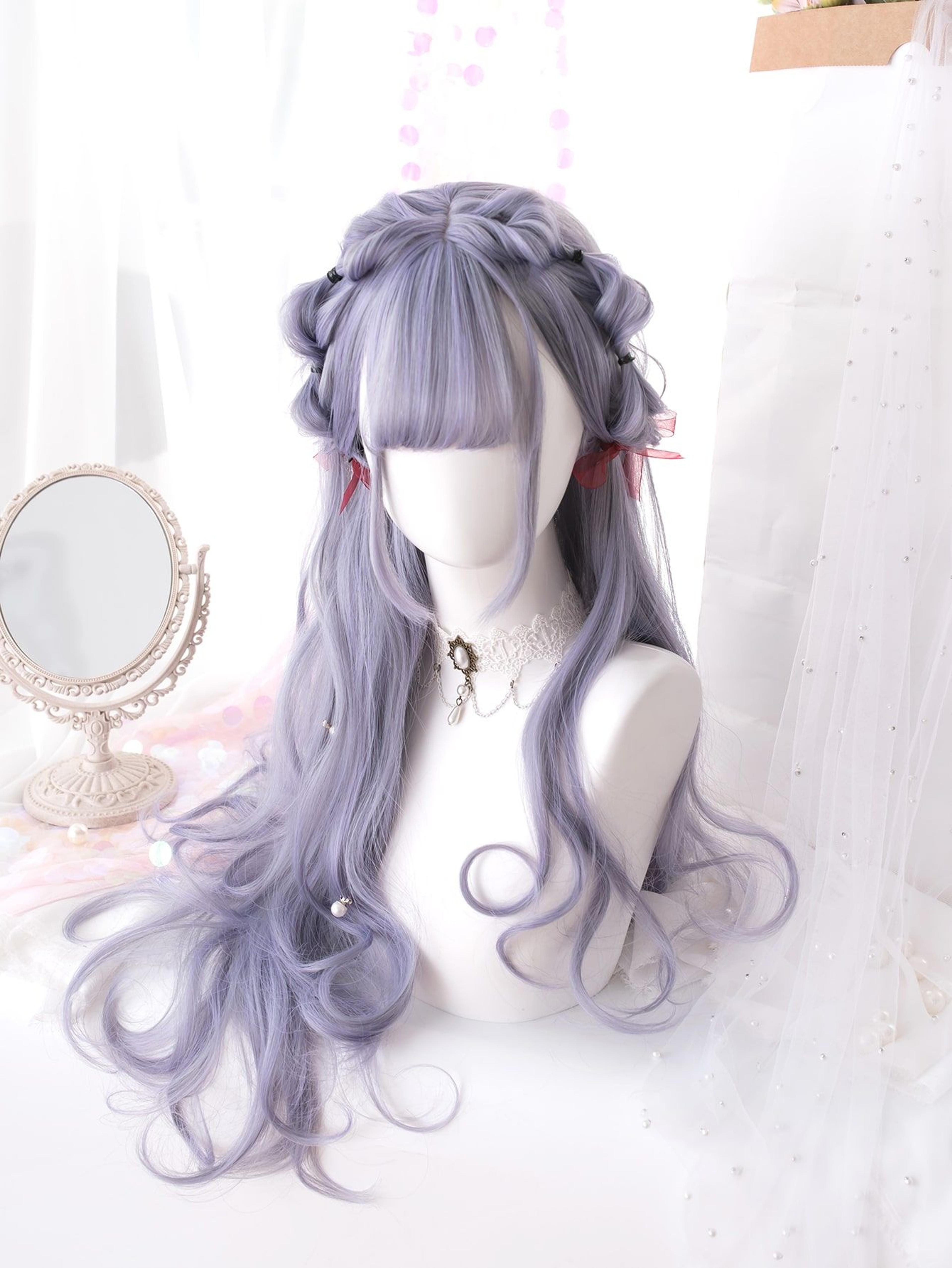 1 piece synthetic heat-resistant Long Natural Wave in purple Wigs, with Bangs, 28 inches long, fully machine woven daily natural realistic wig natal christmas christmas decor ano novo y2k enfeite de natal gifts flash sale fiesta black friday flash sale offerte speciali(Excluding accessories)