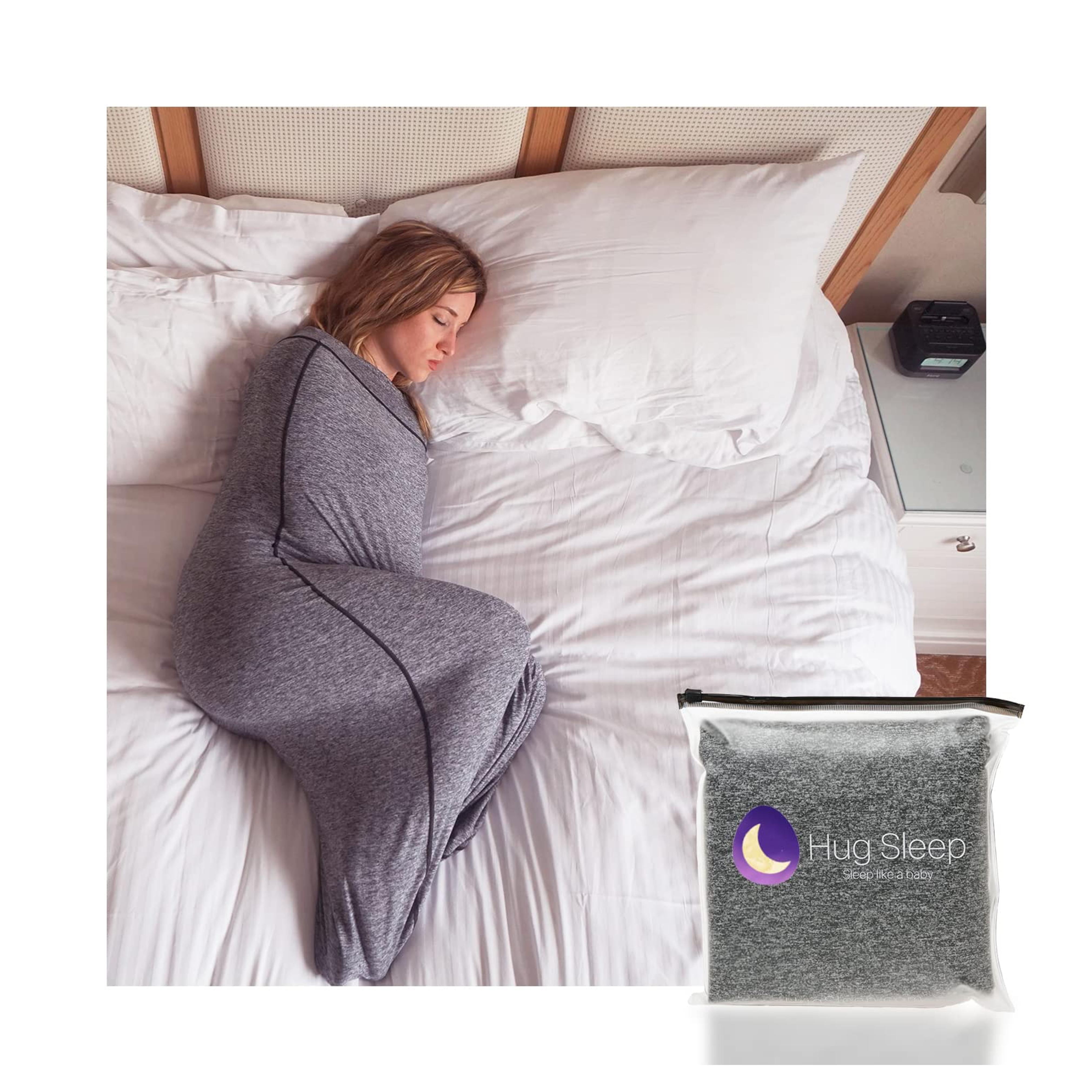 Hug Sleep, Sleep Pod The Original Cooling Machine Washable Wearable Blanket + Weighted Blanket Alternative As Seen on Shark Tank for Men, Women, and Teens, Grey, Large