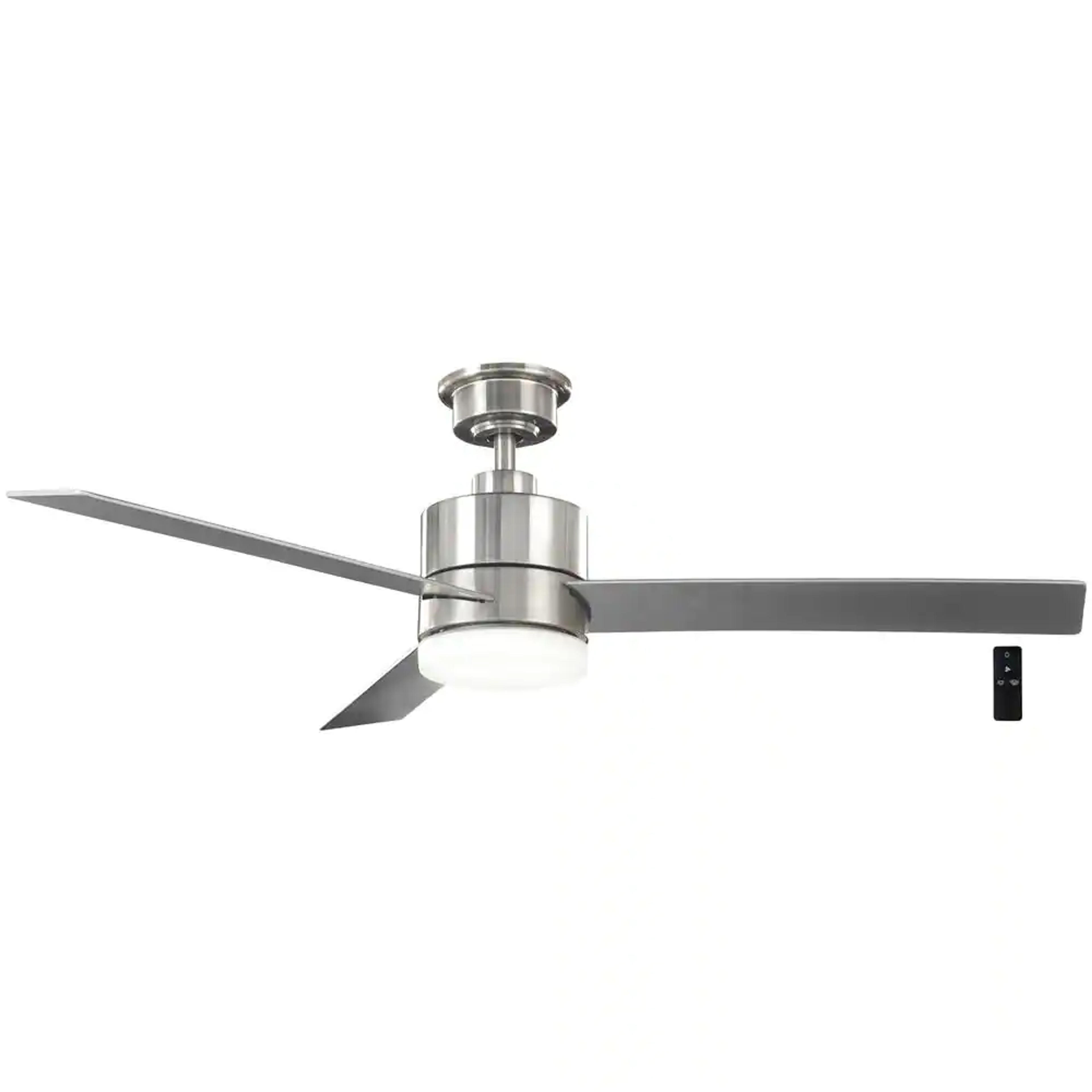 Hampton Bay Madison 52 in. Integrated LED Brushed Nickel Ceiling Fan with Light and Remote Control with Color Changing Technology AK30A-BN