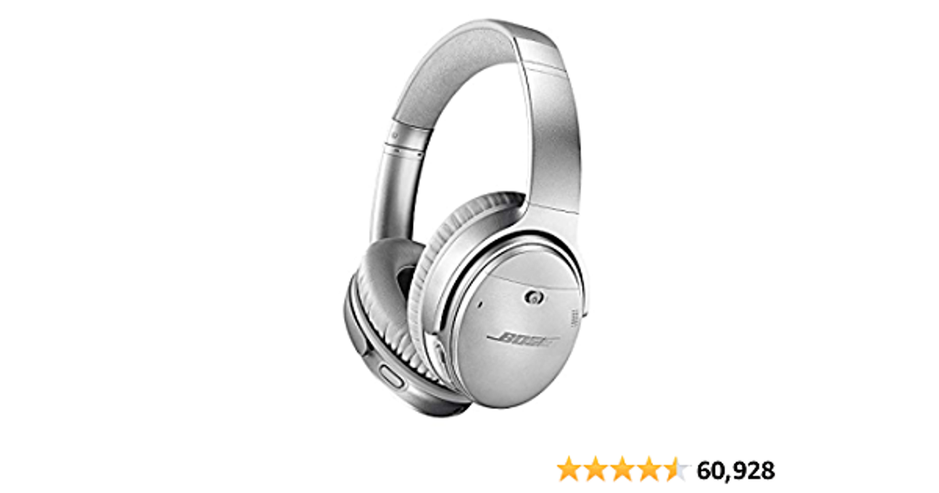 Bose QuietComfort 35 II Noise Cancelling Bluetooth Headphones— Wireless, Over Ear Headphones with Built in Microphone and Alexa Voice Control, Silver