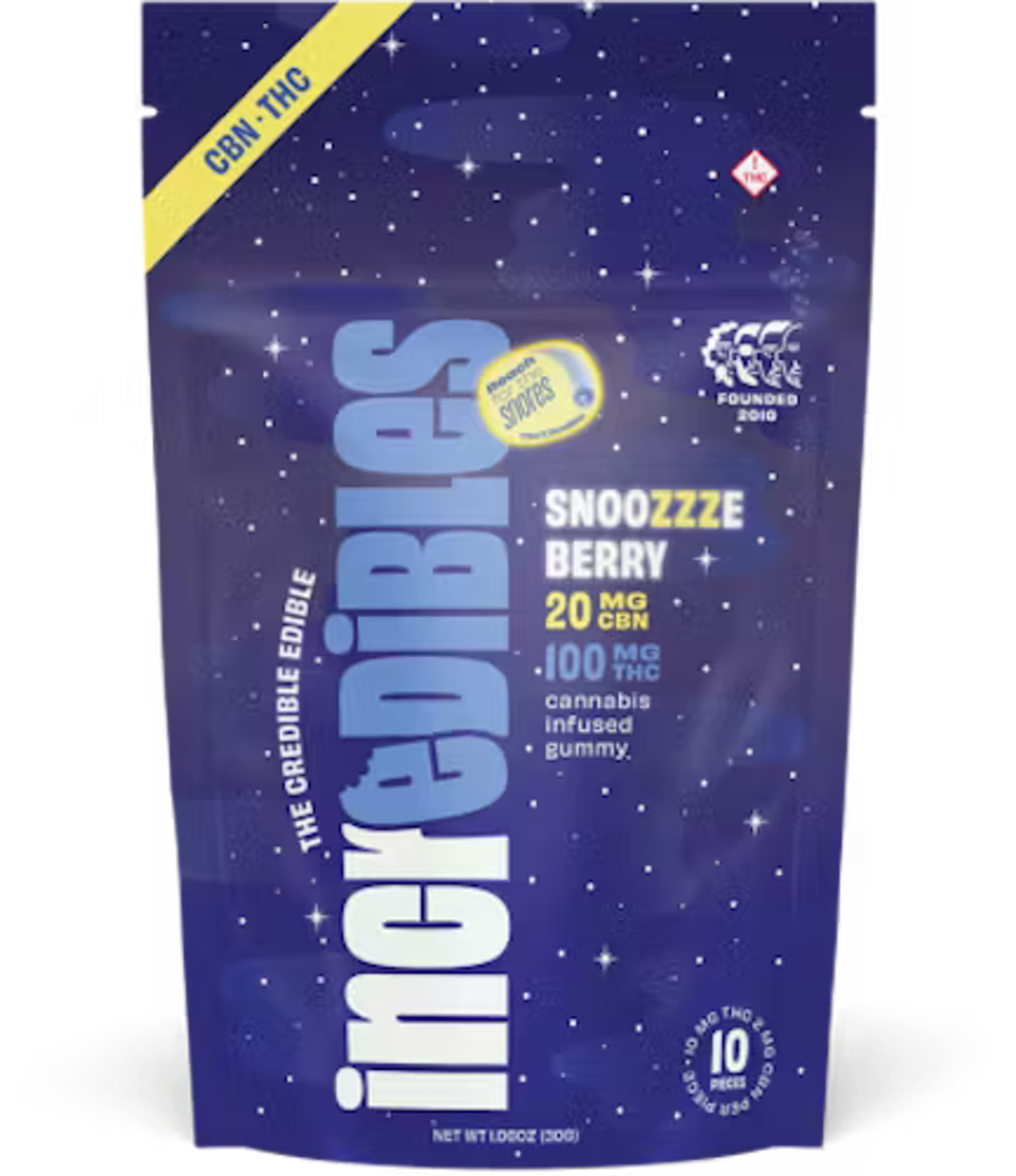 Shop adult-use 5:1 Snoozzzeberry THC:CBN Gummies - 10 Pack - 0.1g Edibles by Incredibles | Chicago, IL - Midway | Ascend Cannabis Dispensary