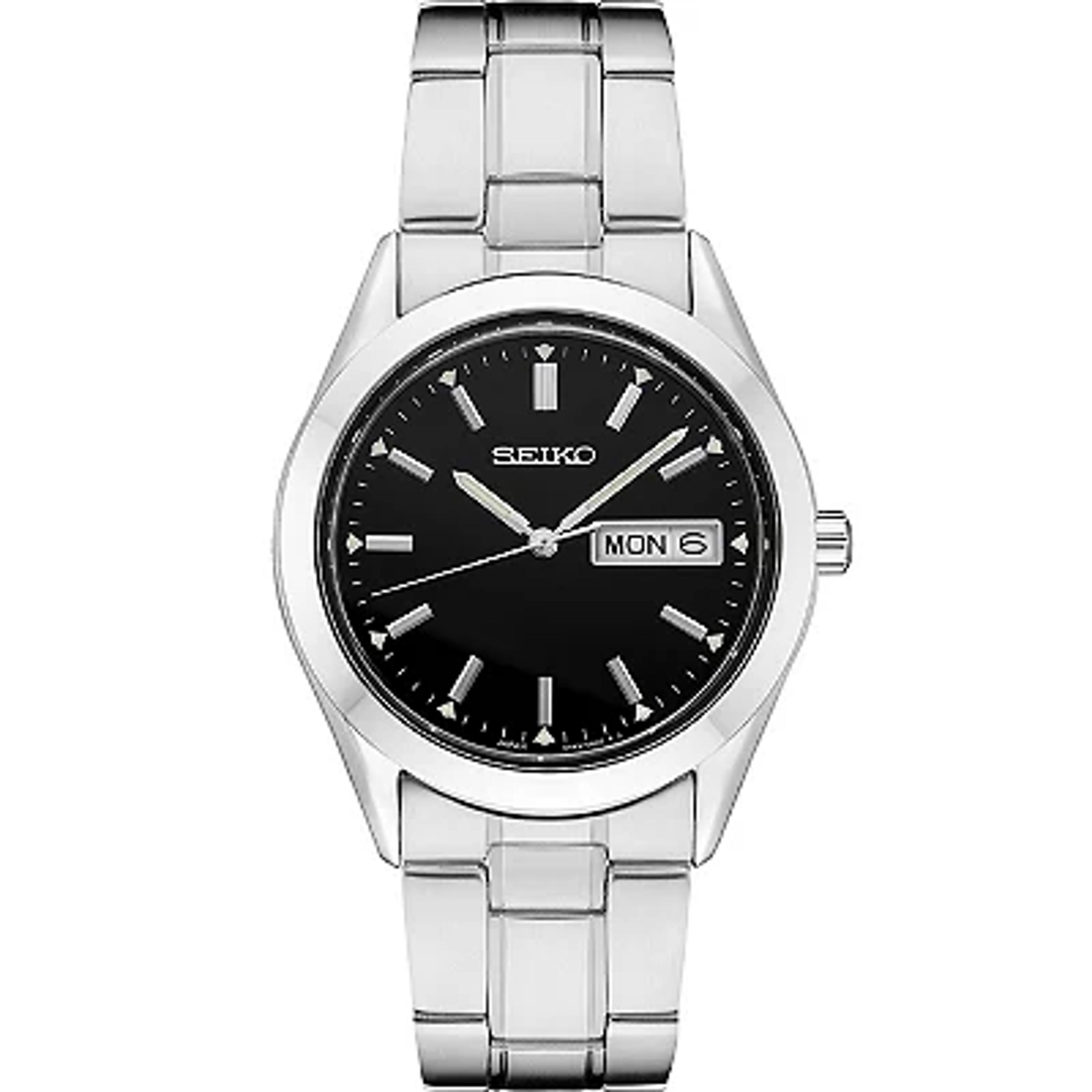 Seiko Men's Essential Stainless Steel Black Dial Watch - SUR361