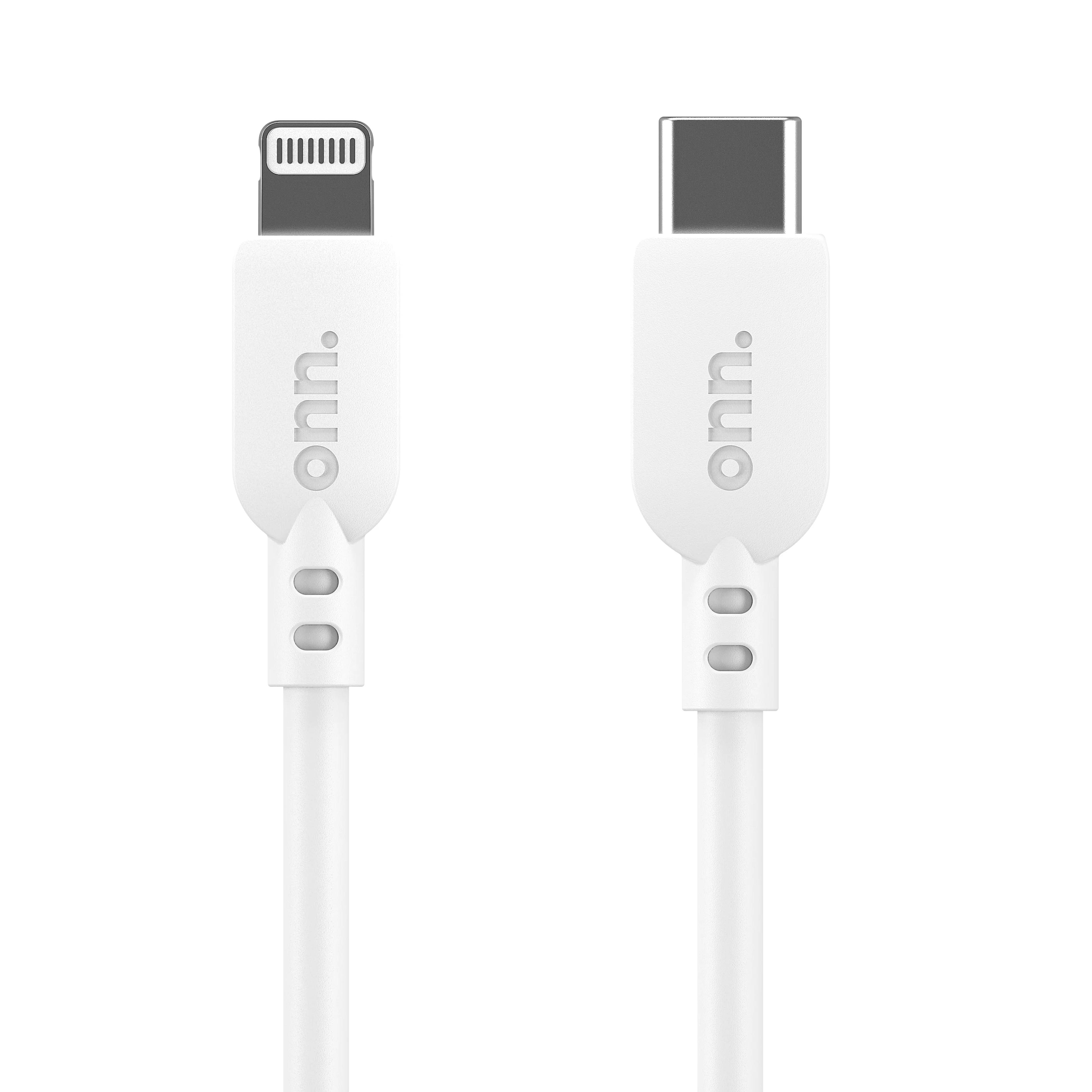 onn. 6' Lightning to USB-C Cable, White
