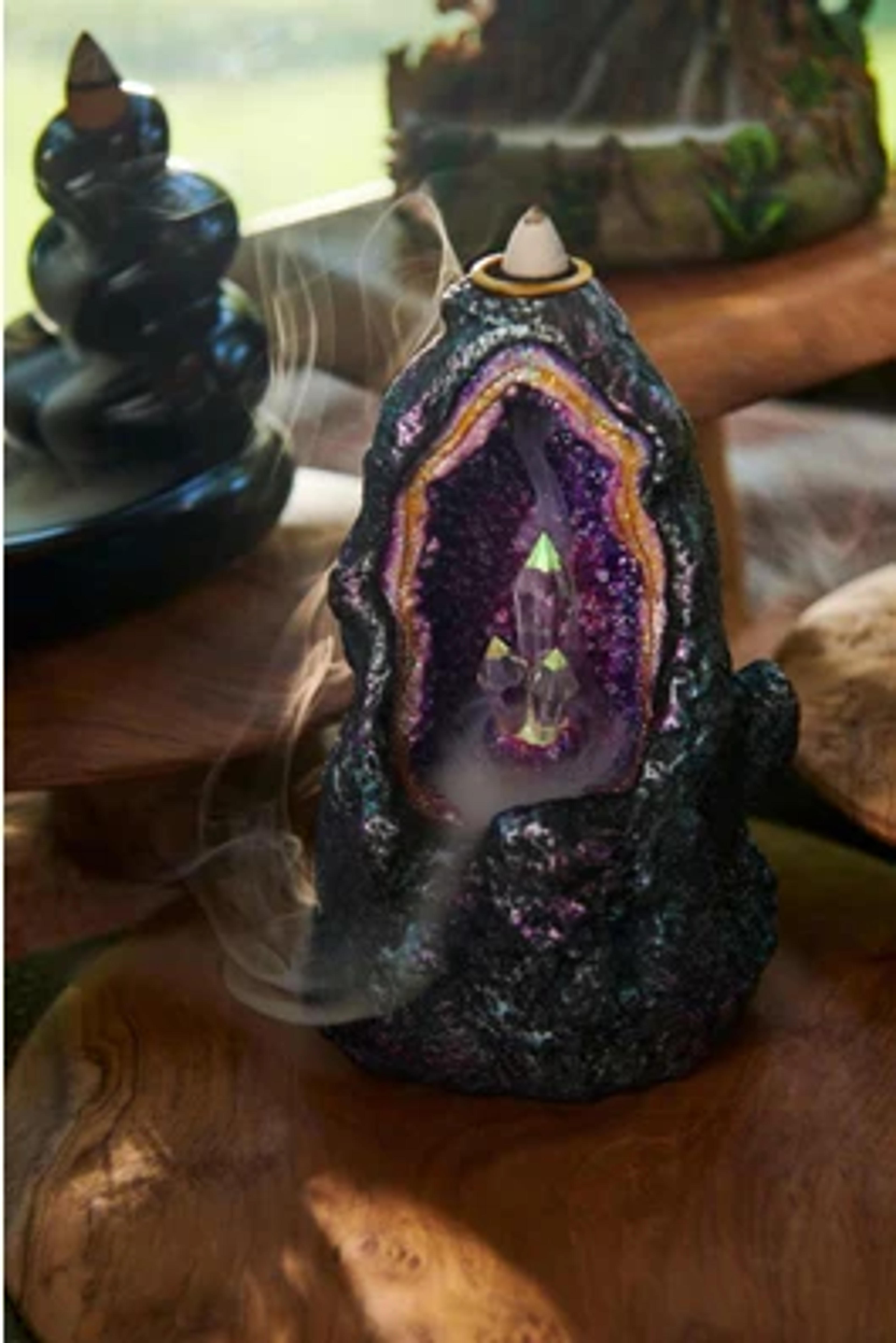 Crystal Tower Backflow Incense Burner with LED