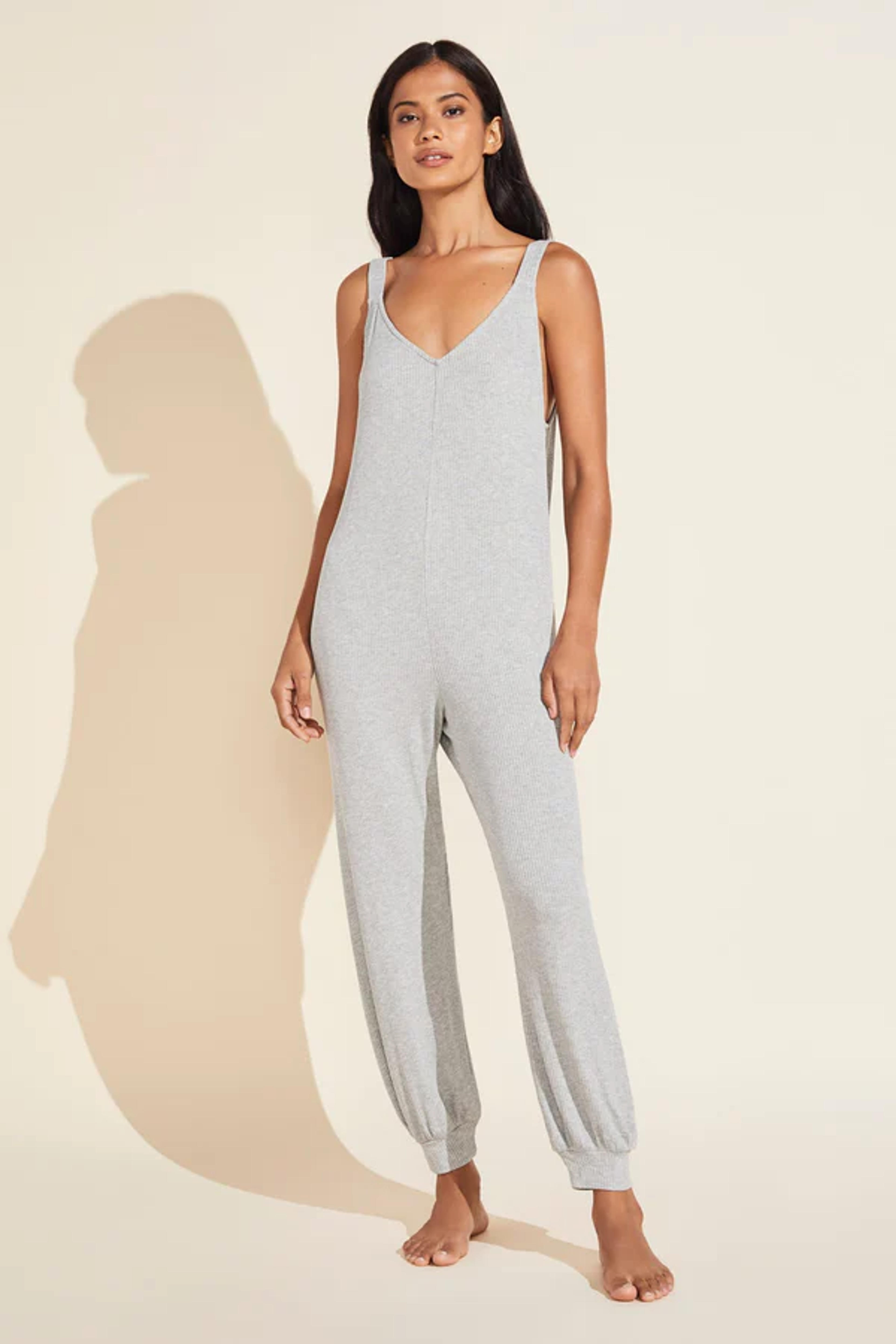 Elon Relaxed Rib Jumpsuit - Heather Grey