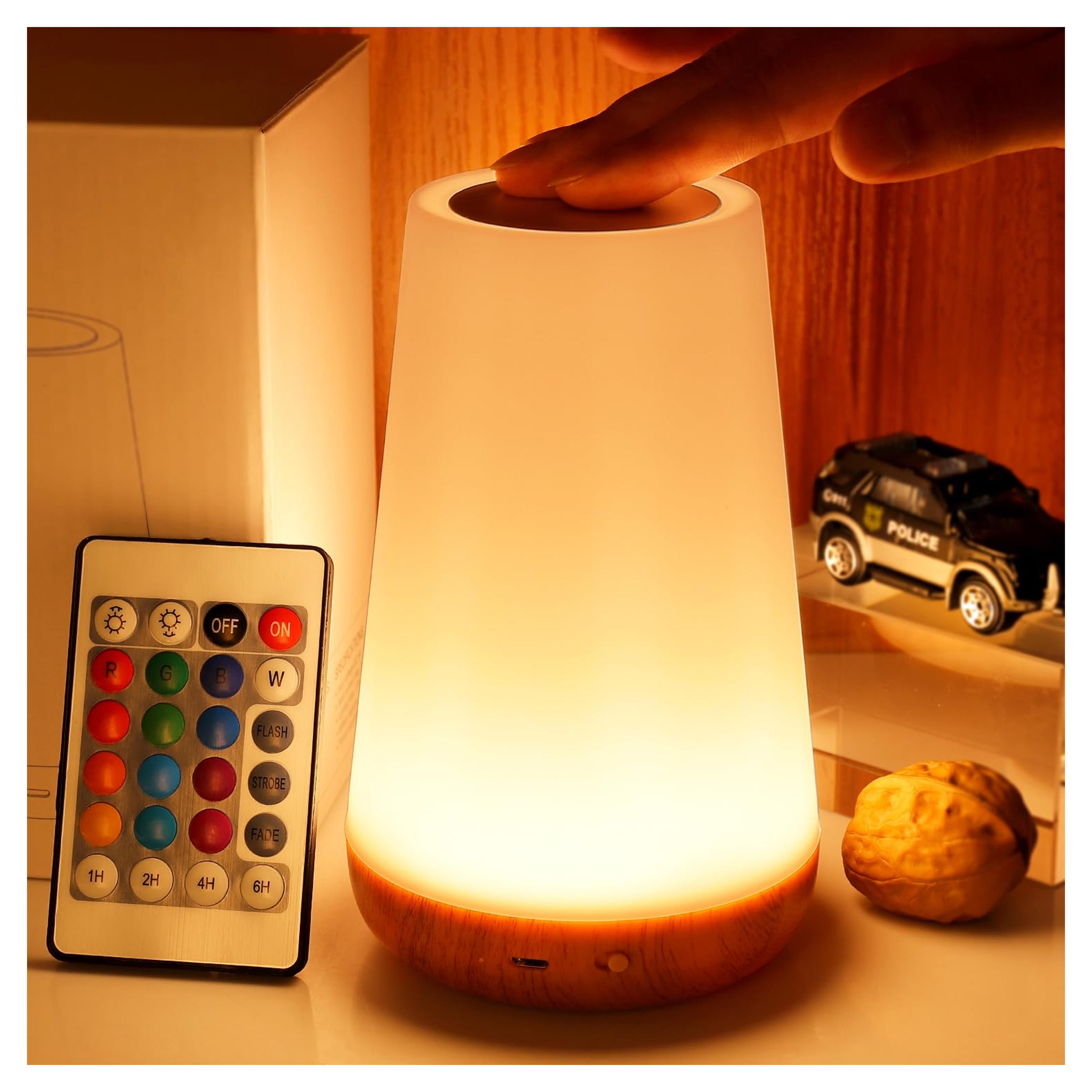 THAUSDAS Night Light, Dimmable Touch Lamp for Bedroom, Portable Table Bedside Lamp, 5 Brightness & 13 RGB Colors, Night Lights for Bedroom/Baby Nursery/Bathroom/Hallways/Living Room