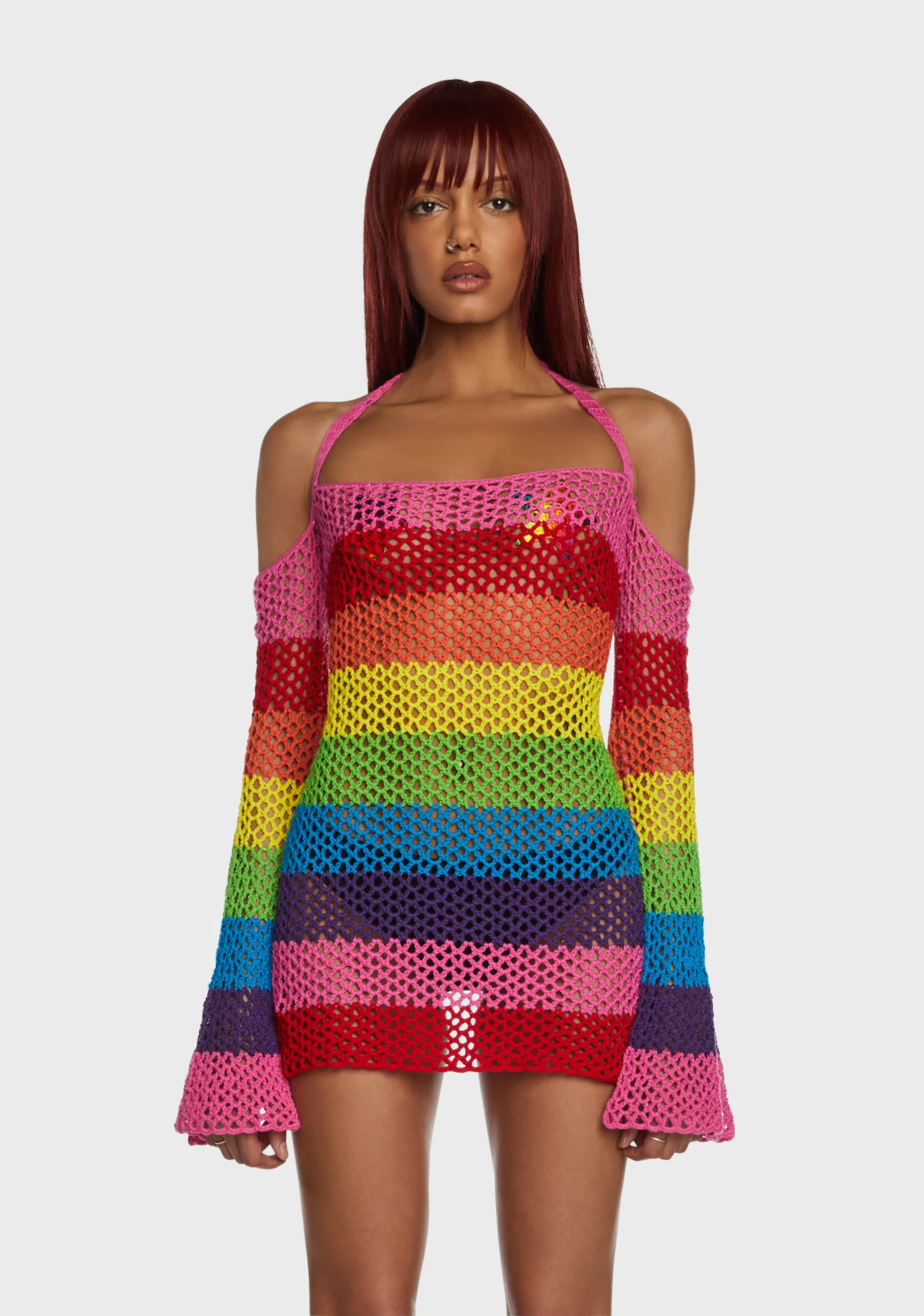 Funday Vibes Crochet Mini Dress – Dolls Kill