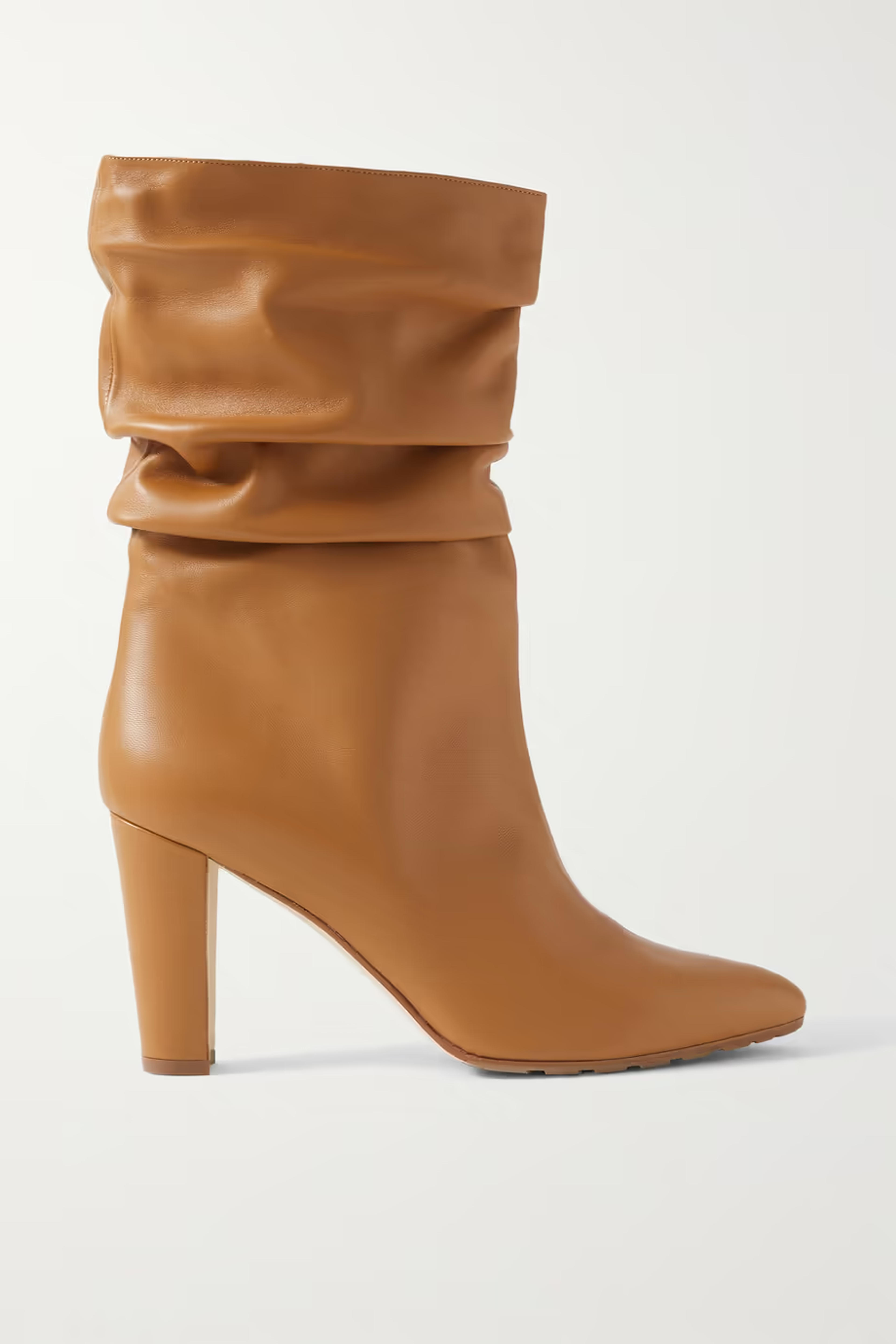 Tan Calasso 90 leather ankle boots | MANOLO BLAHNIK | NET-A-PORTER