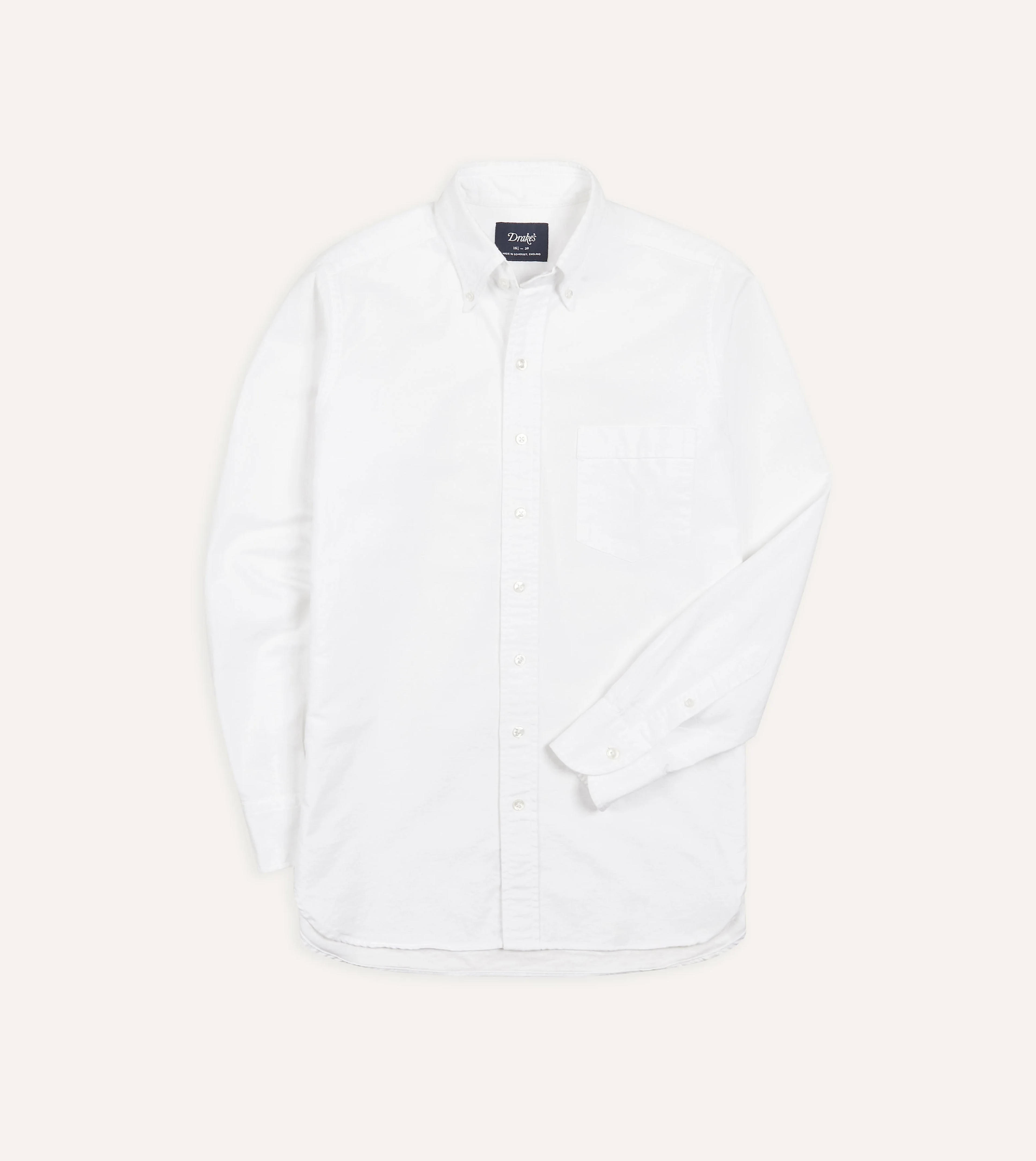 White Oxford Cotton Cloth Button-Down Shirt – Drakes US