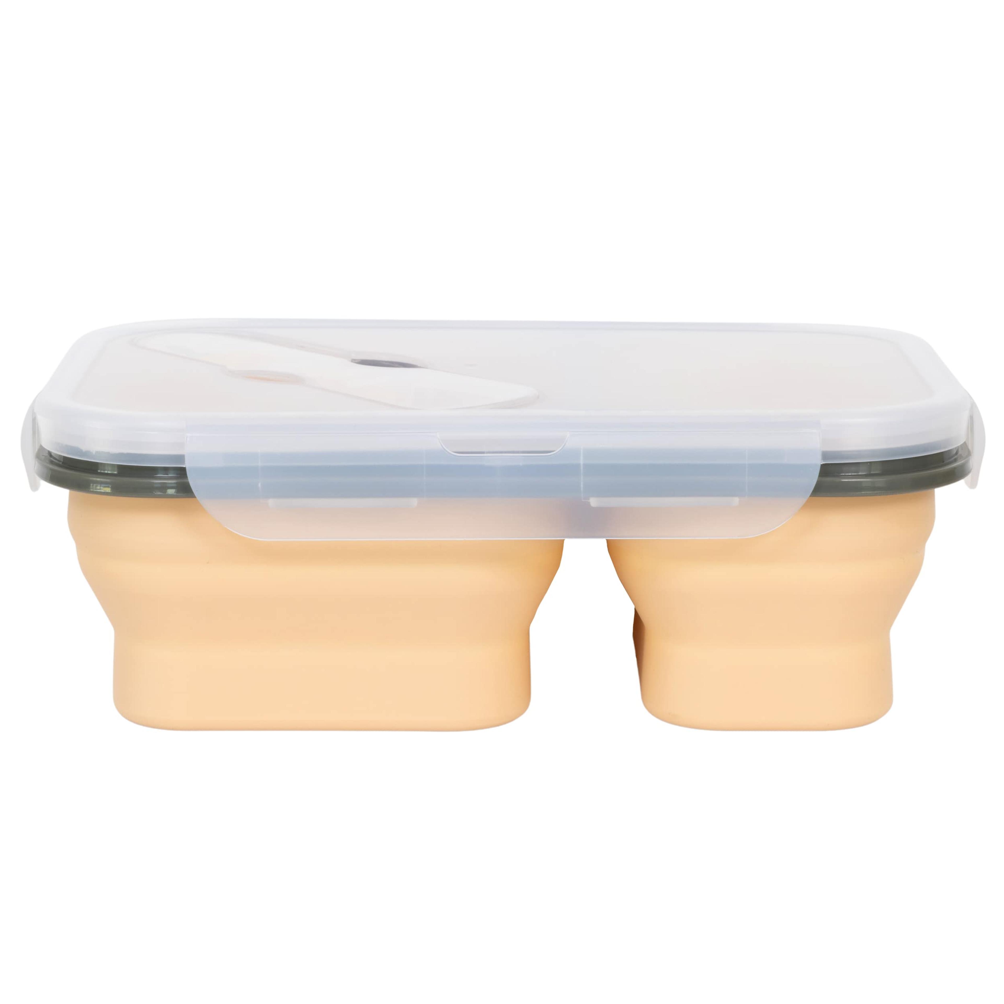 Amazon.com: ModernHome Maven Silicone - Collapsible - BPA Free - Leak Proof - 2 Compartments - Lunch Box - Storage Container - Bento Box - Dishwasher, Microwave Safe - Mauve Beige -1PC: Home & Kitchen