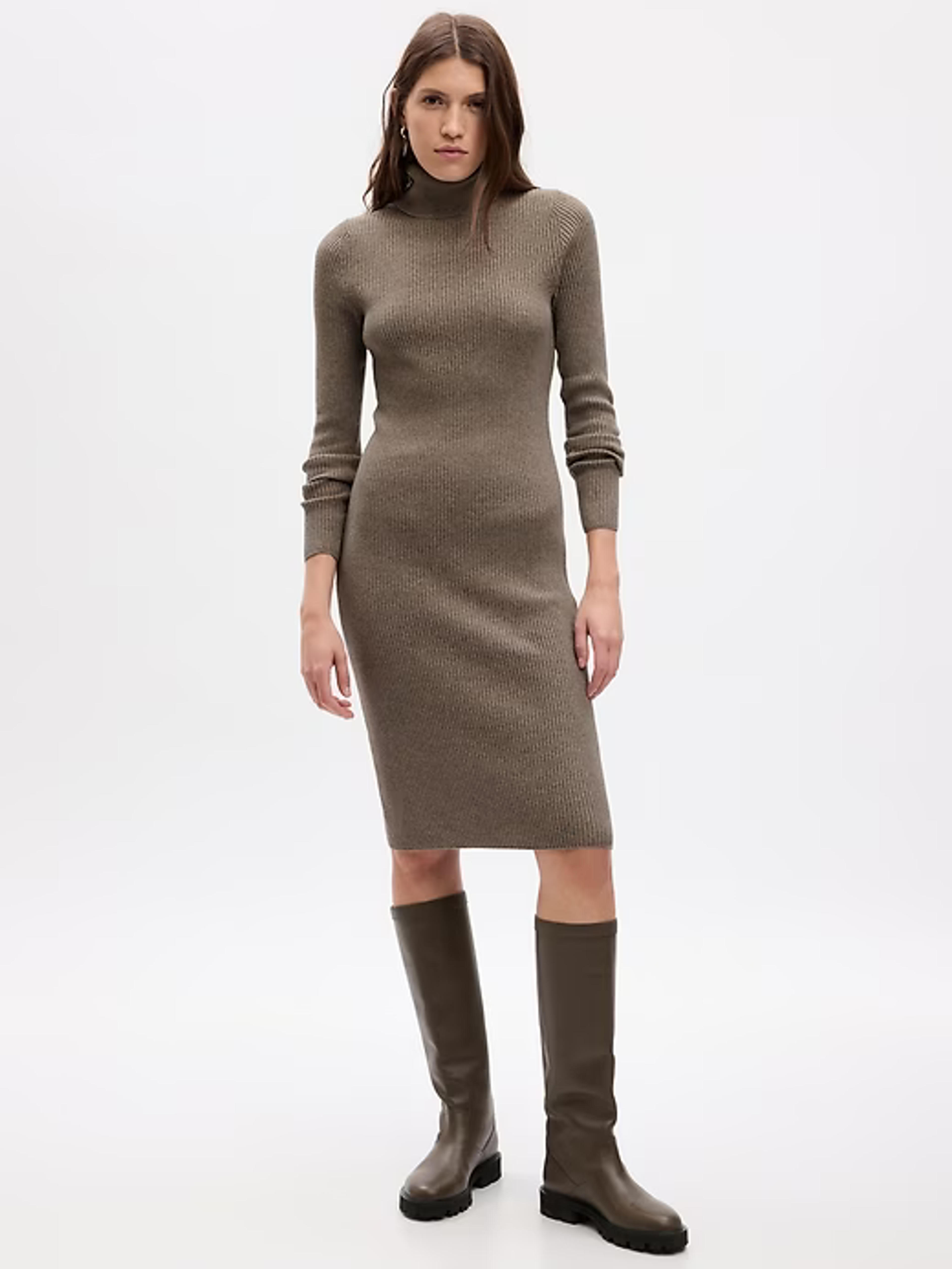 Turtleneck Rib Midi Sweater Dress | Gap