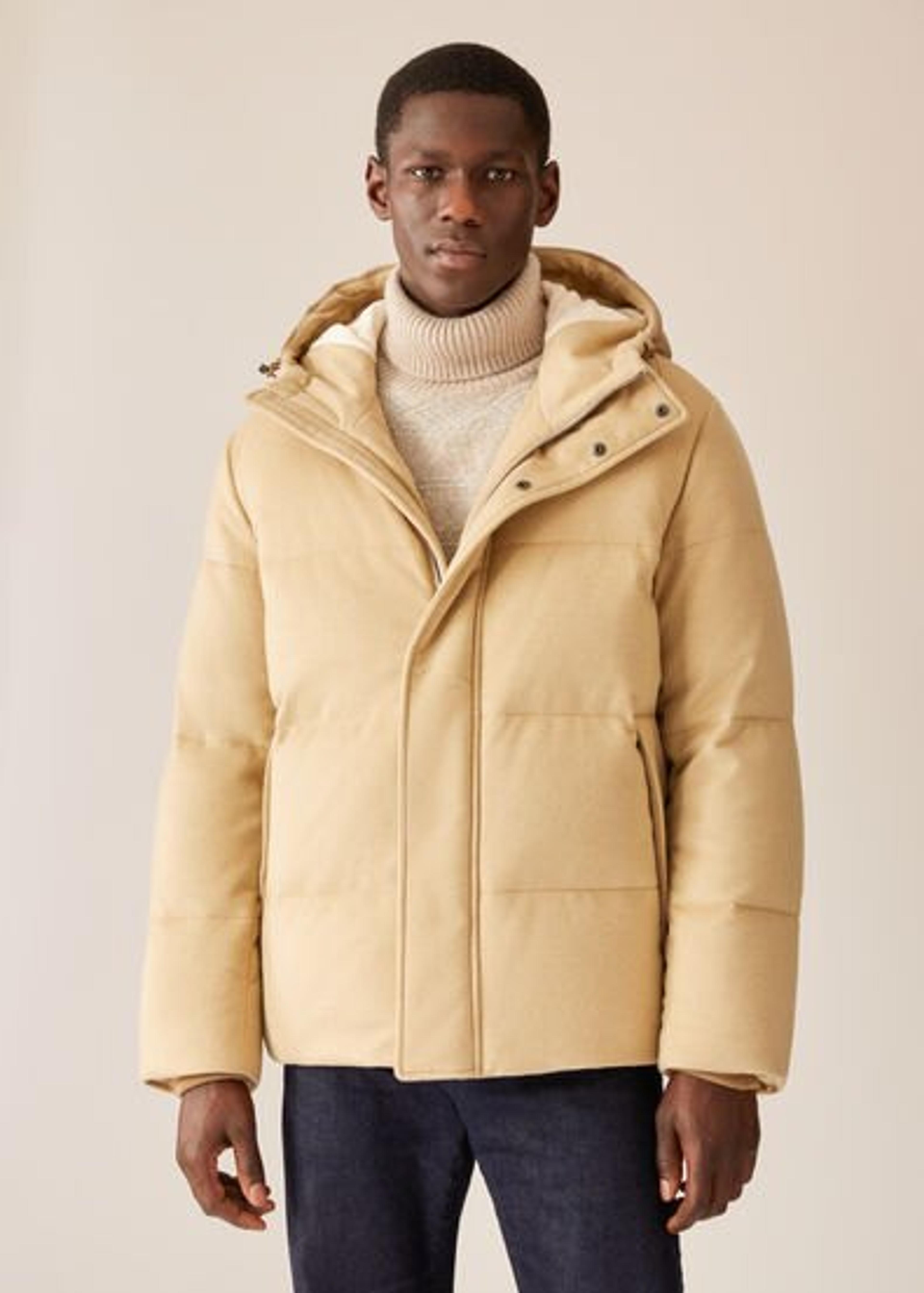 Snow Wander Bomber Jacket in Baby Cashmere - Storm System® Shadow Gold Melange | Loro Piana