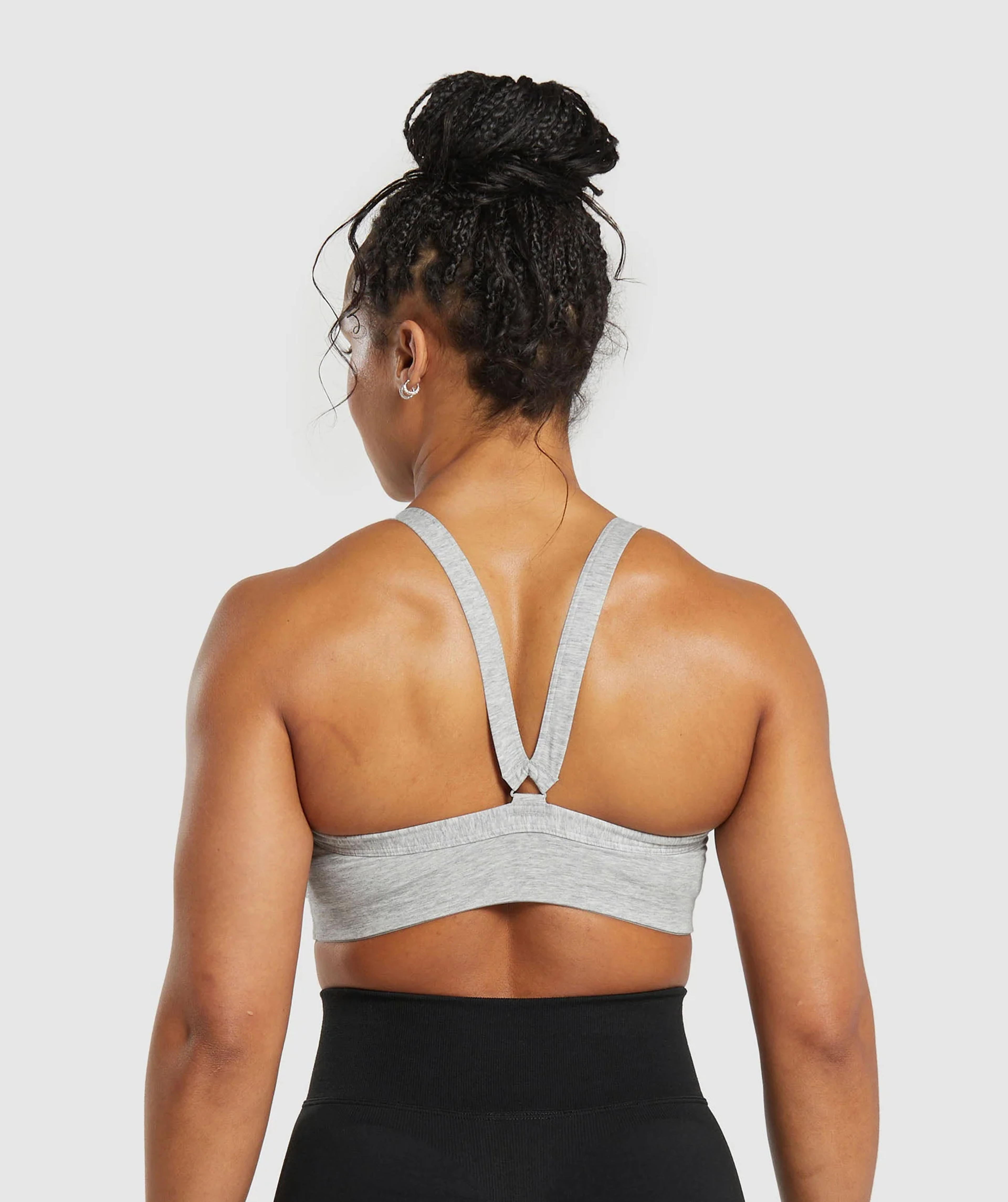 Gymshark Cotton Lifting Sports Bra - Light Grey Core Marl | Gymshark