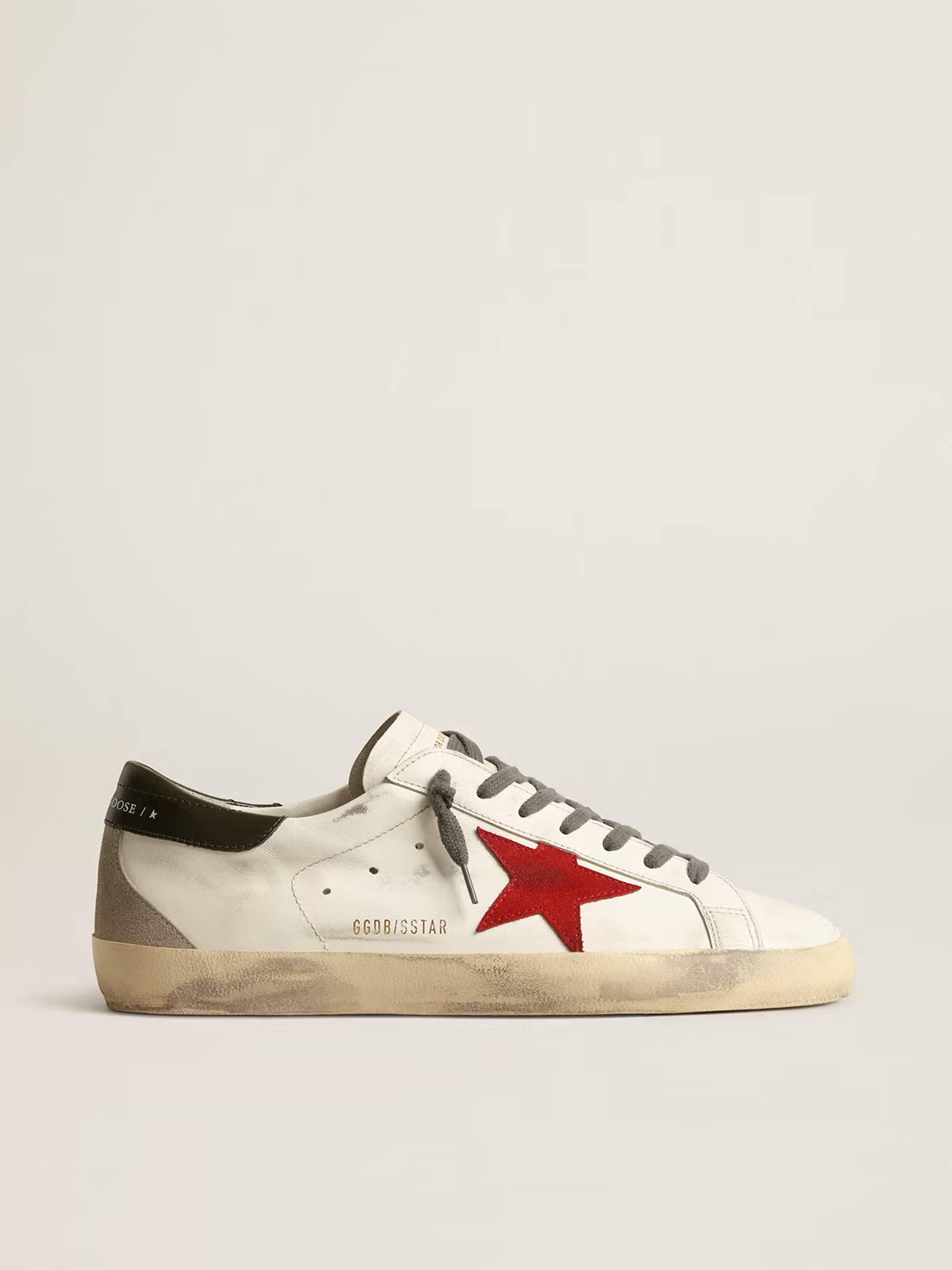 Super-Star with red suede star and green leather heel tab | Golden Goose