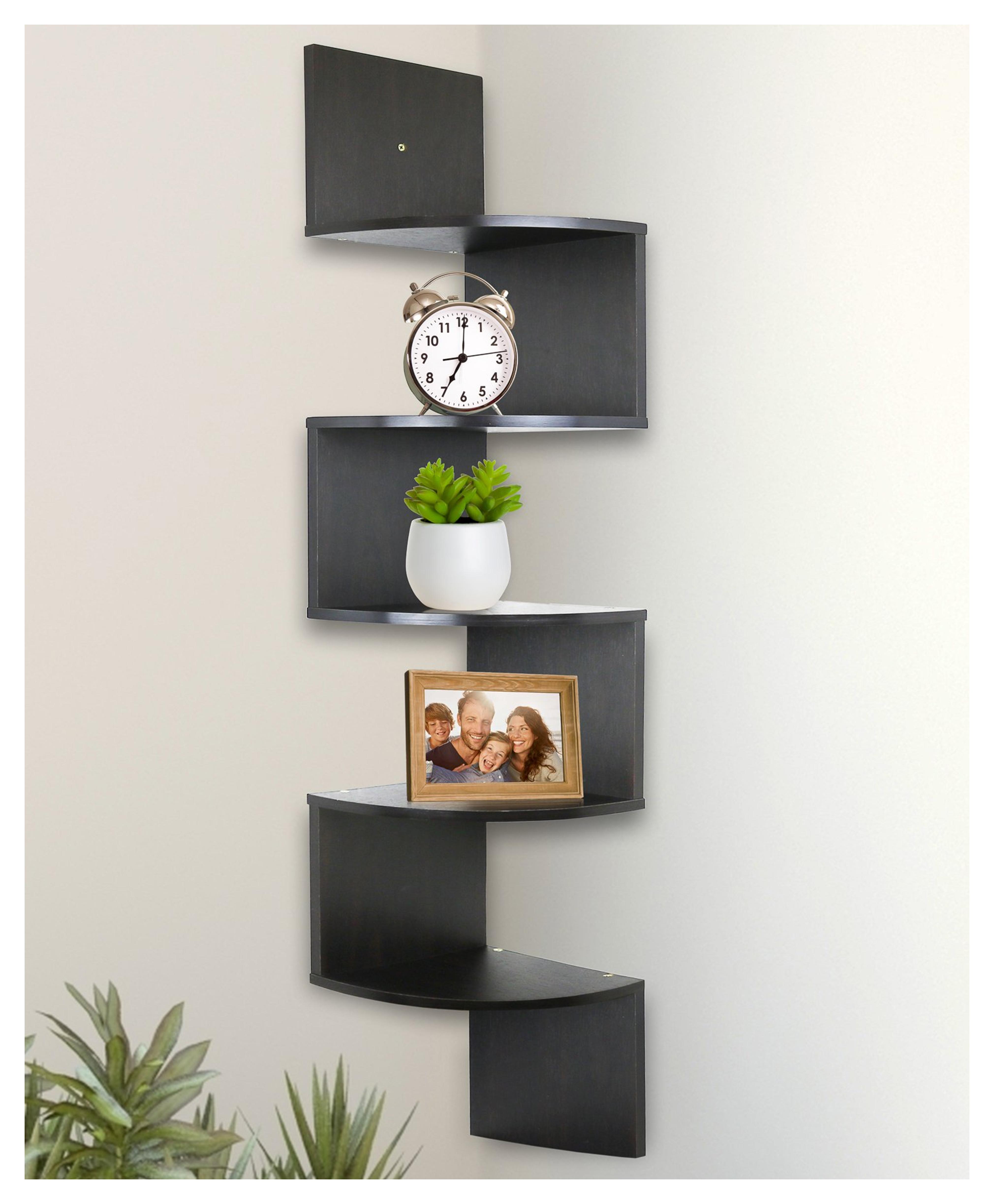 Amazon.com: Greenco Corner Shelf 5 Tier Shelves for Wall Storage, Easy-to-Assemble Floating Wall Mount Shelves for Bedrooms and Living Rooms, Espresso Finish : Home & Kitchen