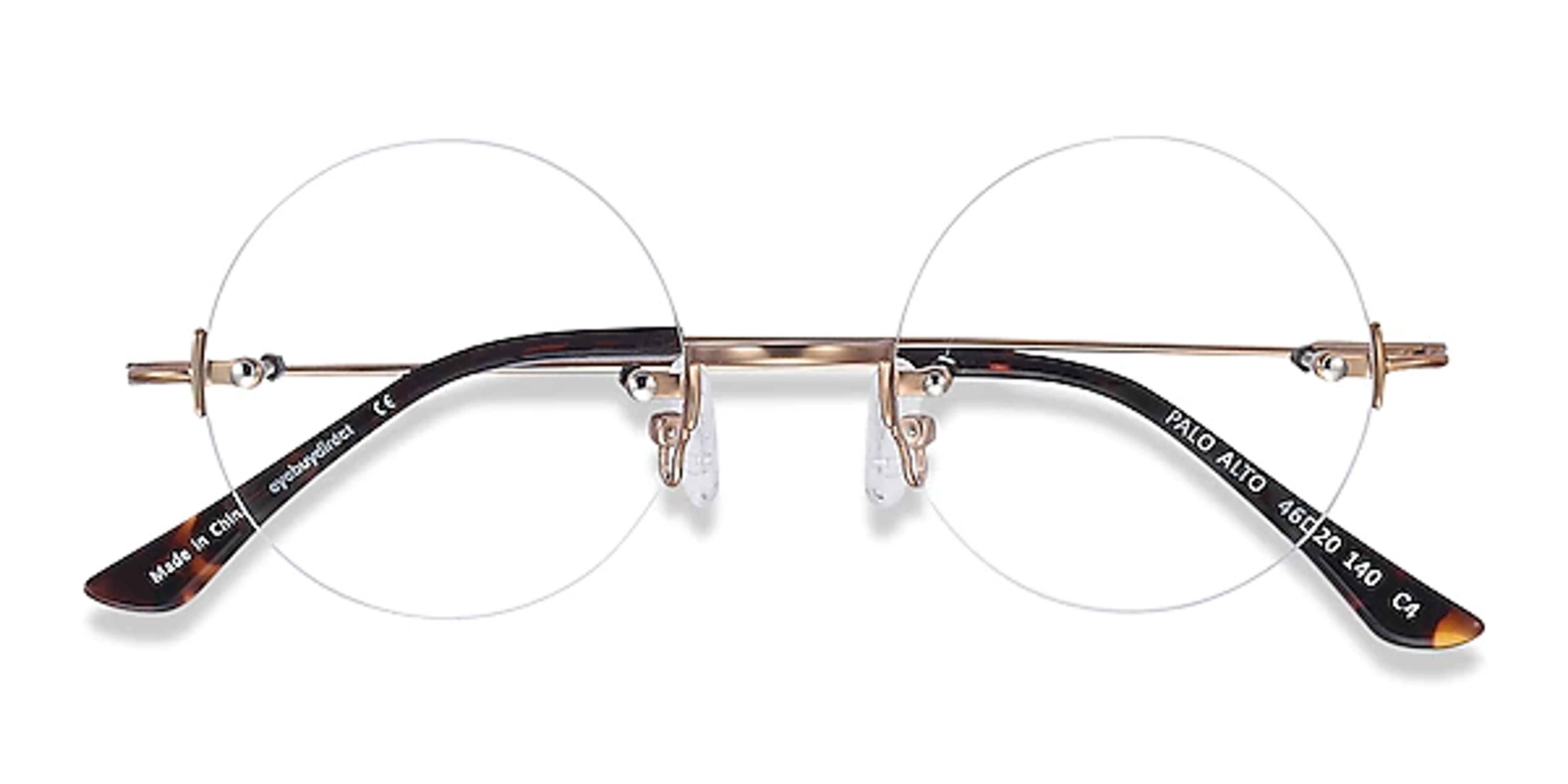 Palo Alto Round Golden Rimless Eyeglasses