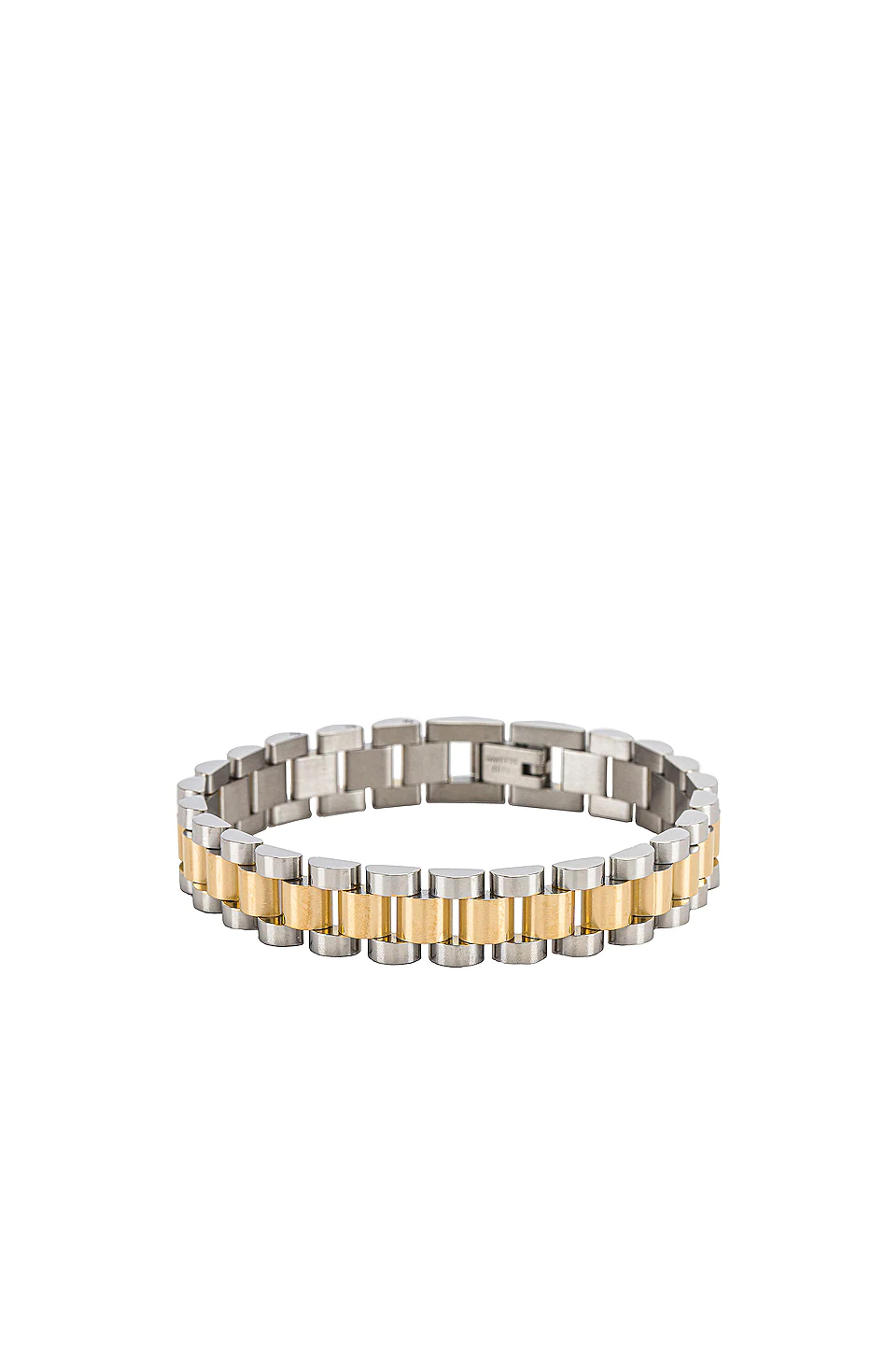 Luv AJ The Two-Toned Timepiece Bracelet in Silver & Gold | REVOLVE