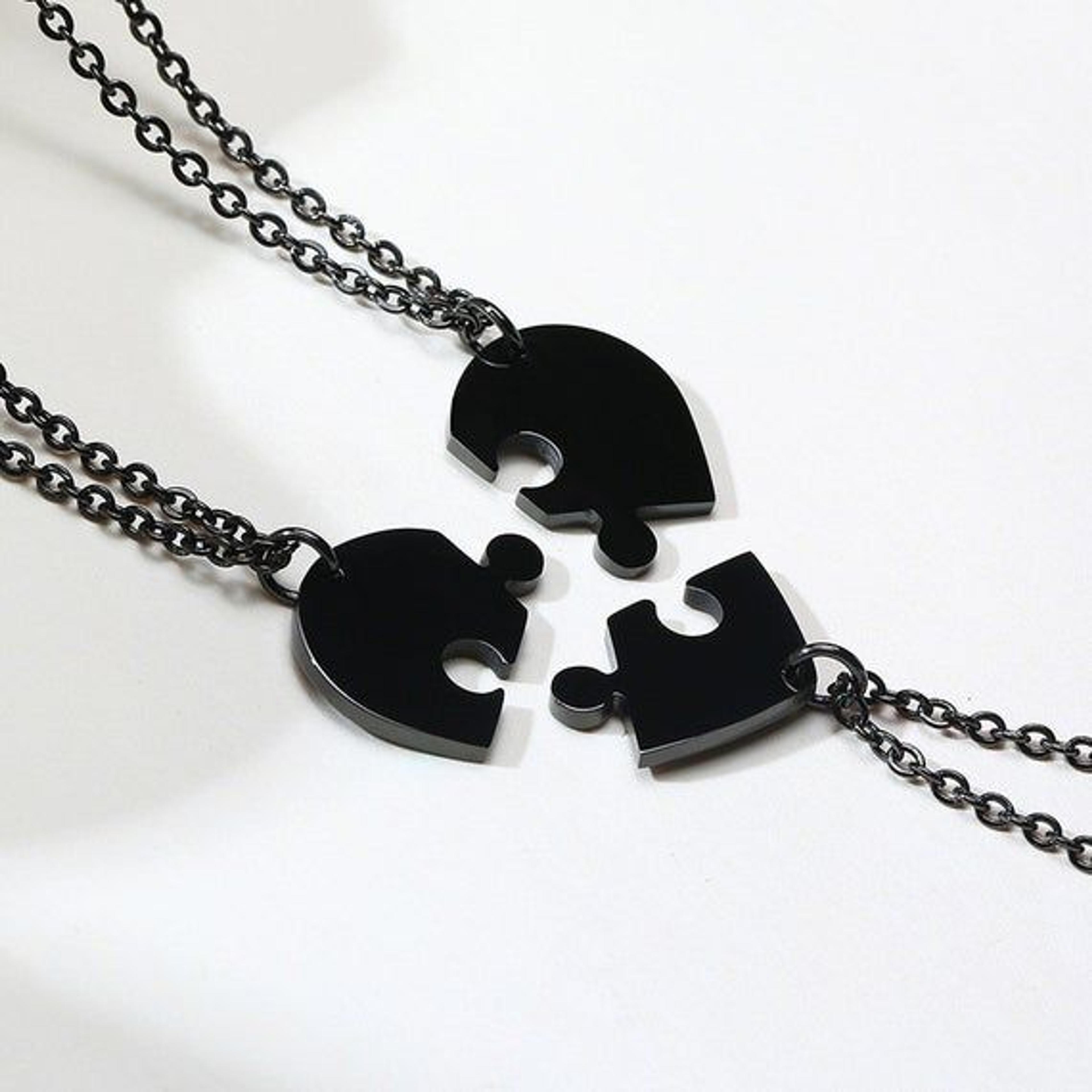 3 pieces stainless steel heart puzzle matching necklace set, best friend necklace for 3, sisters nec